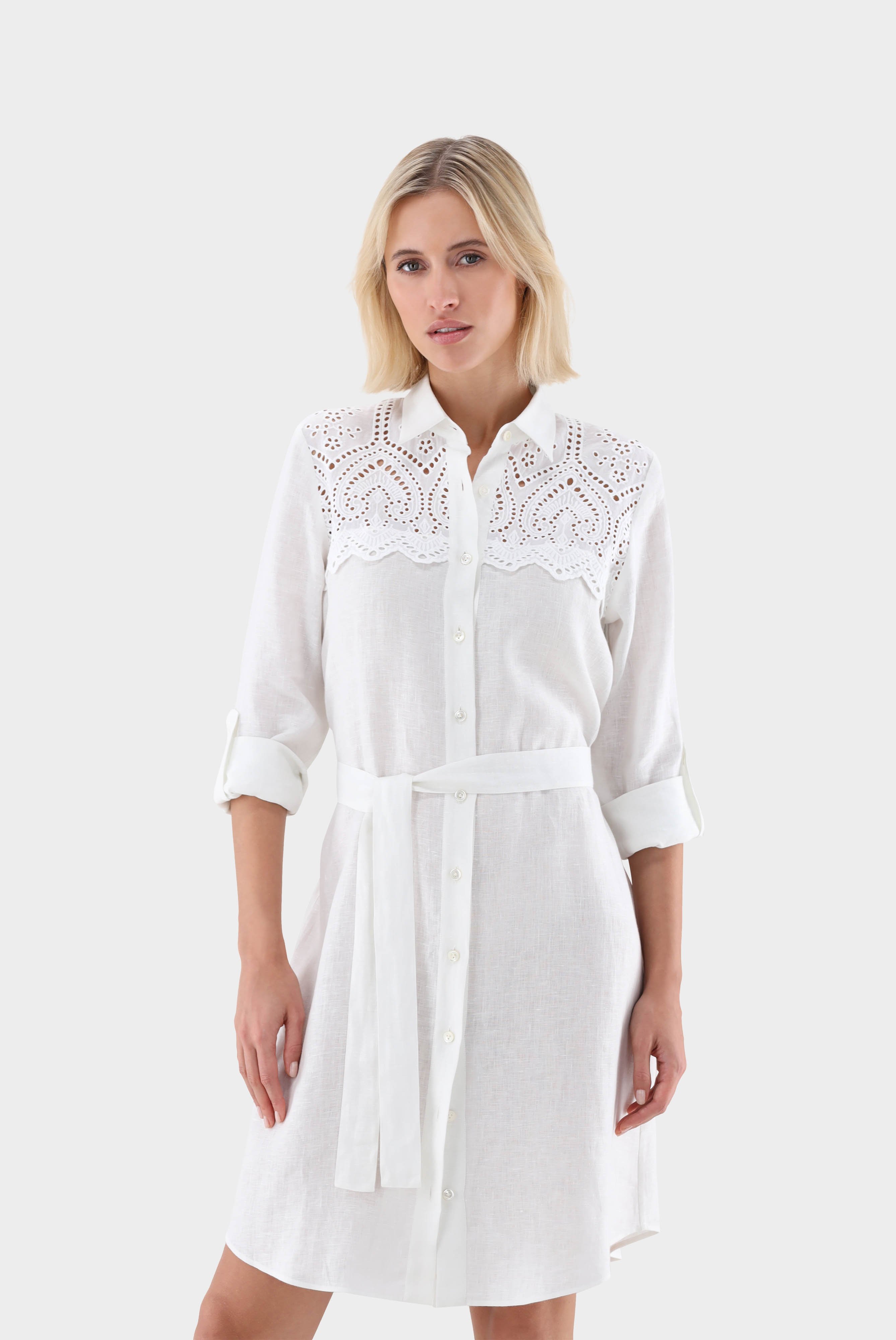 Linen shirt dress with embroidery