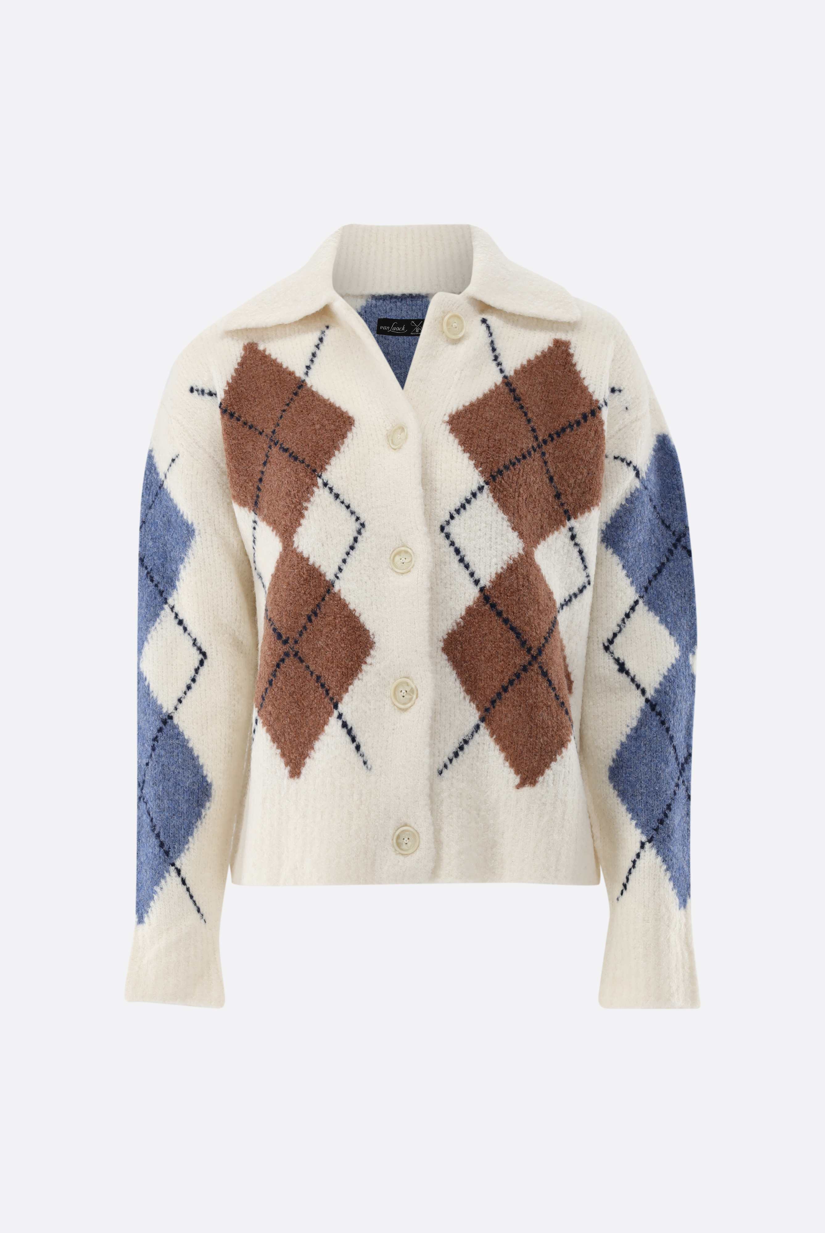 Knitted jacket with Argyle pattern