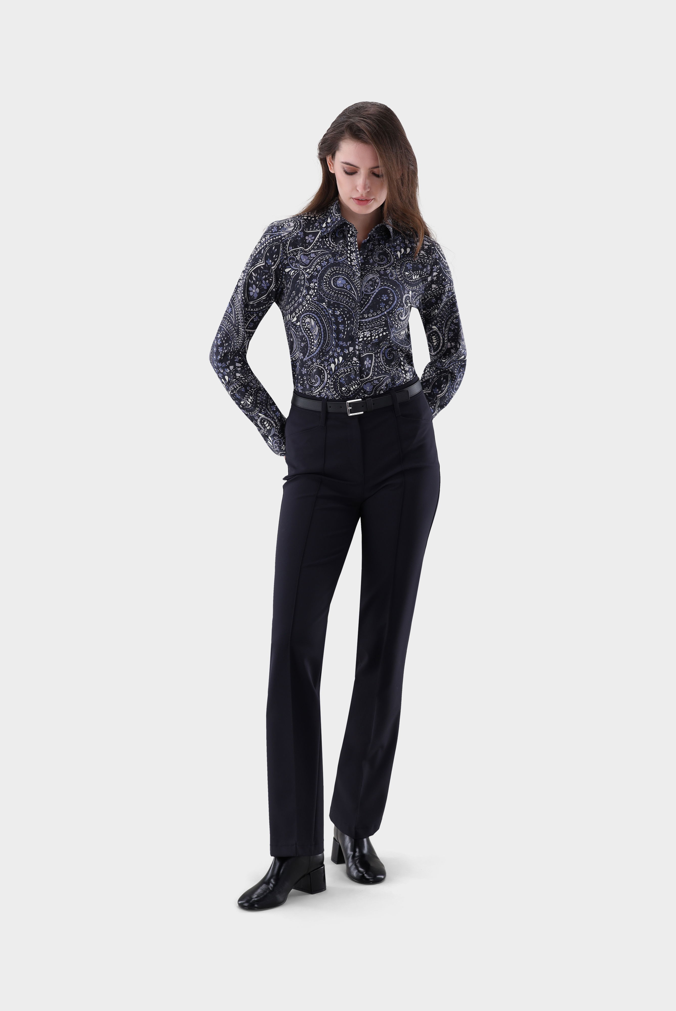 Hemdbluse tailliert mit Paisley Druck günstig online kaufen