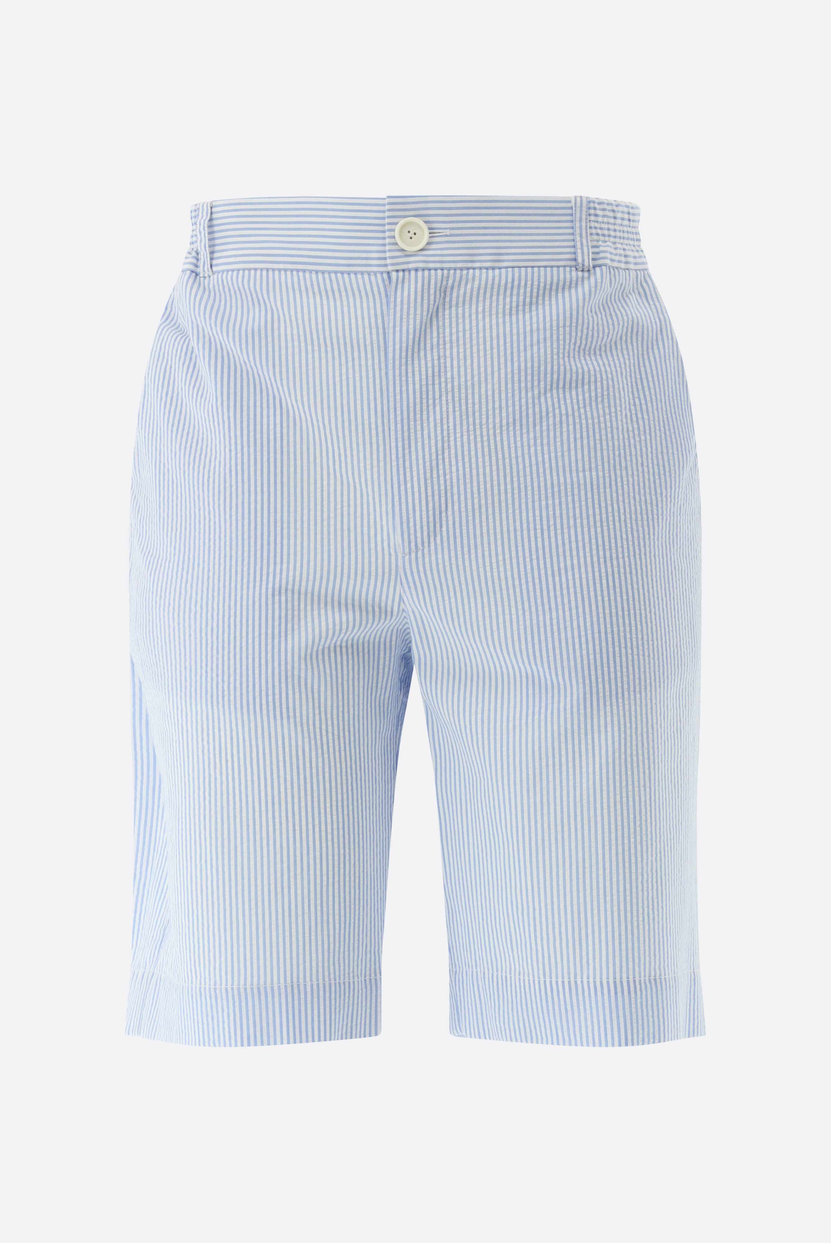 Jeans & Trousers+Striped Cotton Seersucker Bermudas+20.1218.S2.151054.720.48