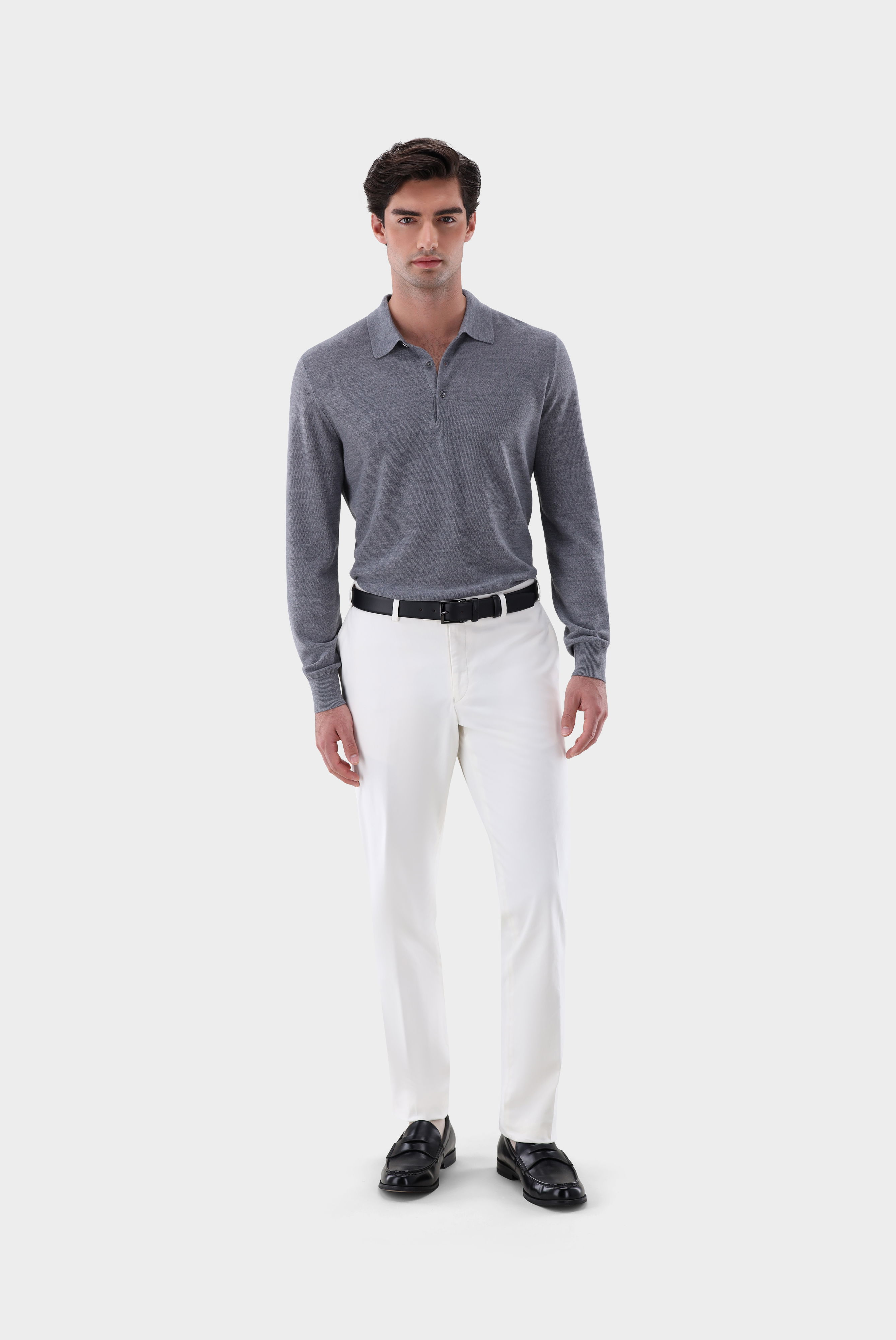 Poloshirt gestrickt mit Langarm günstig online kaufen