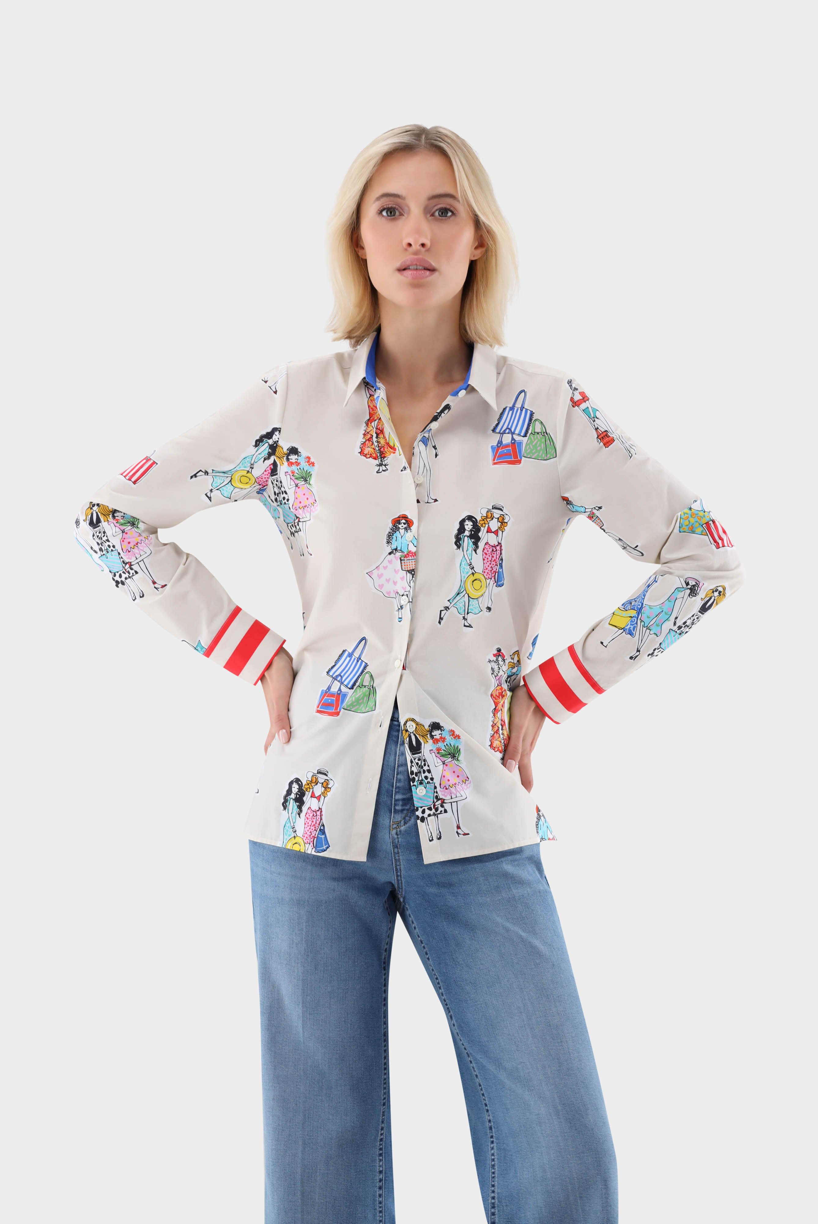 Casual Blouses+Fitted Cotton Poplin Blouse with Print+05.511Z.DA.172046.115.36