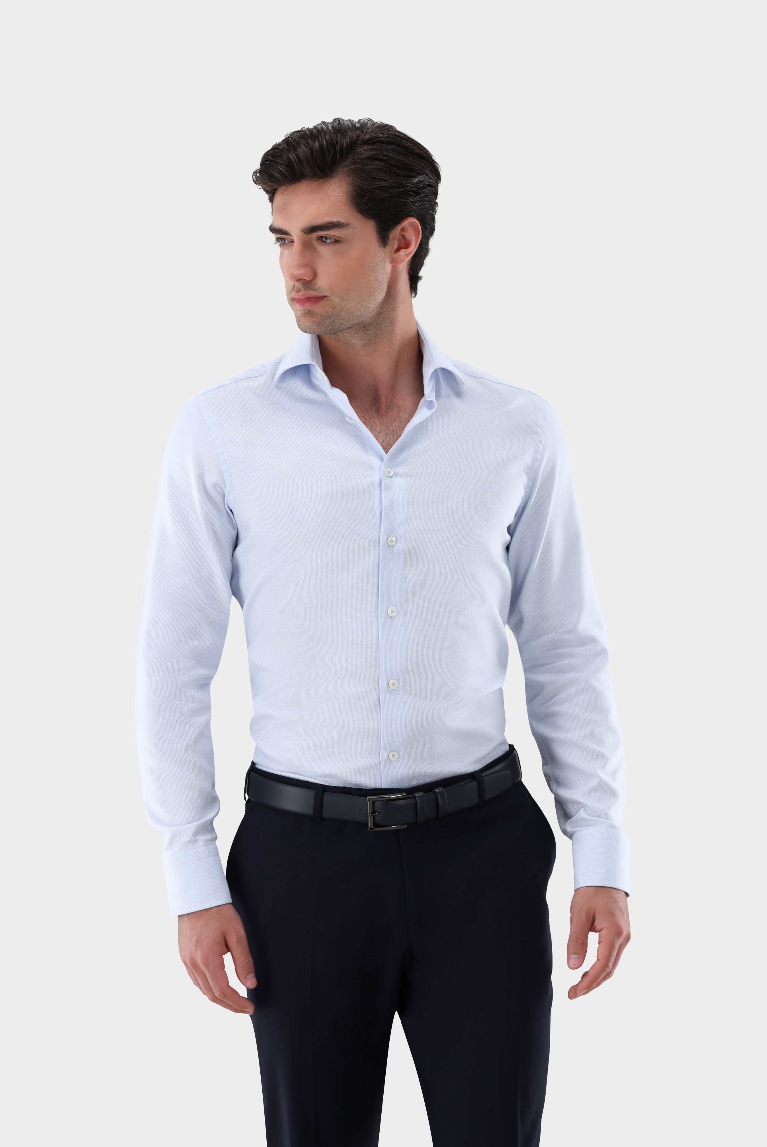 Businesshemd mit Korbgeflecht-Struktur Tailor Fit