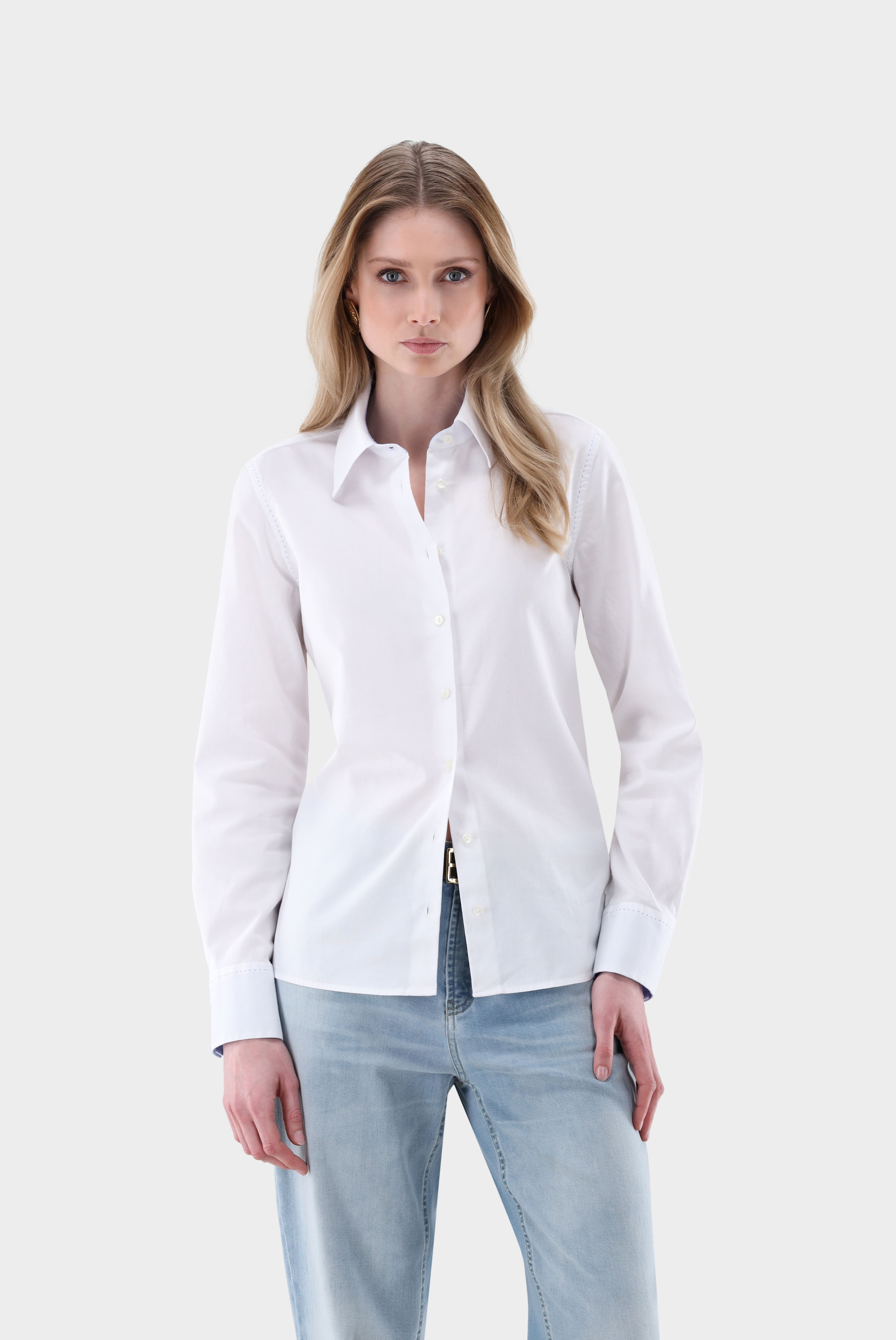 Hemdbluse tailliert mit Kontrastdetails