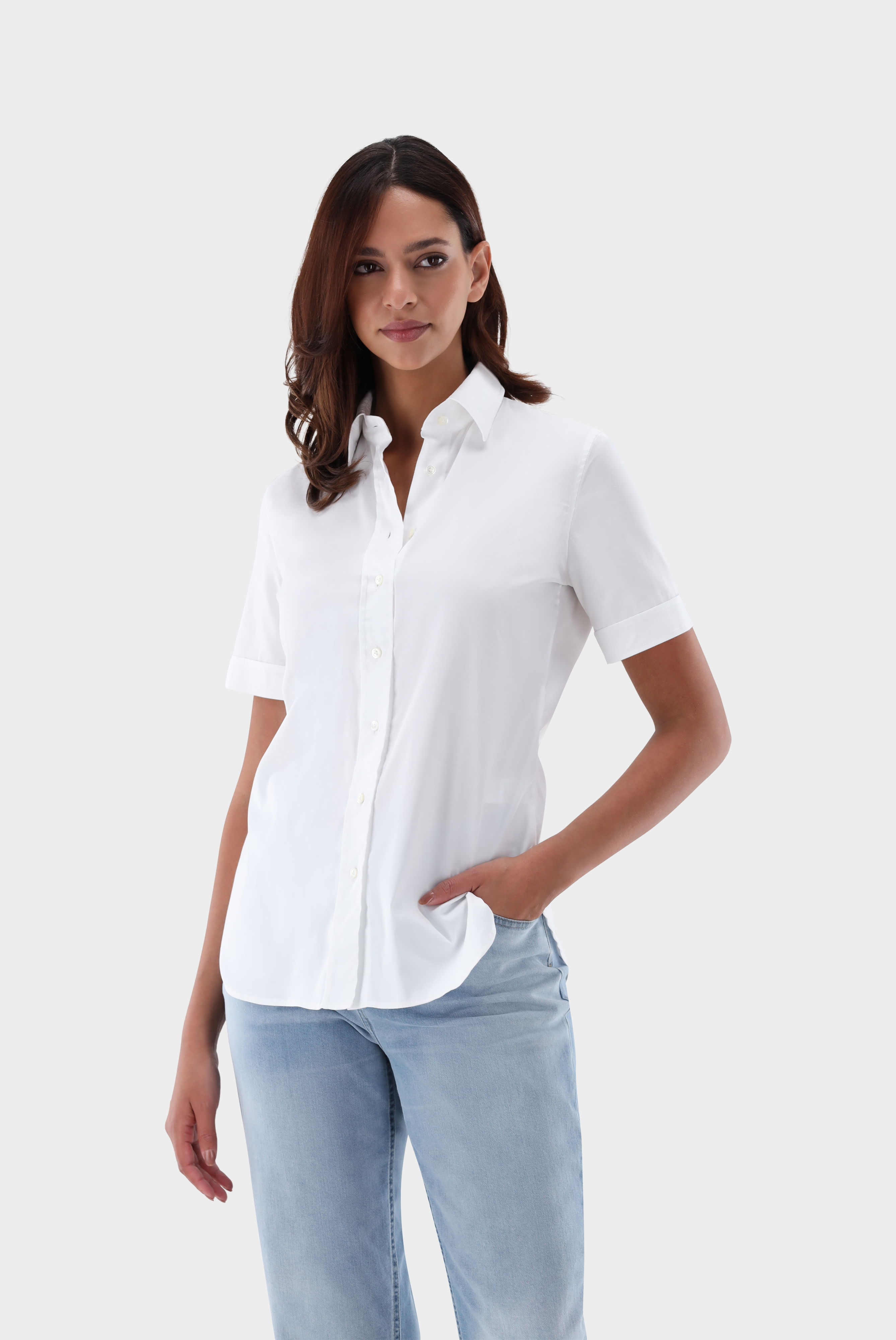 Hemdbluse tailliert in Satin-Optik