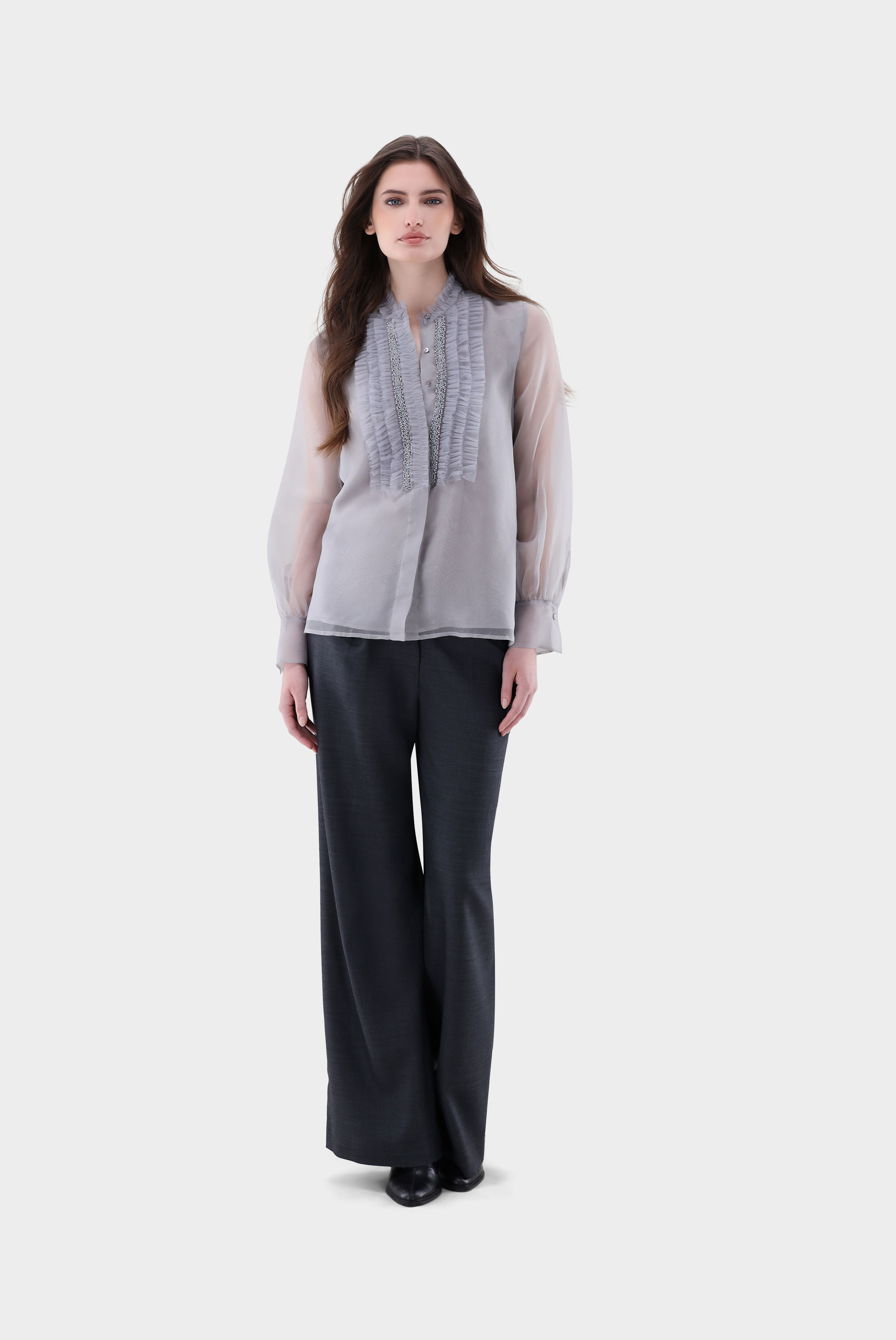 Bluse mit Rüschen und Perlenband günstig online kaufen