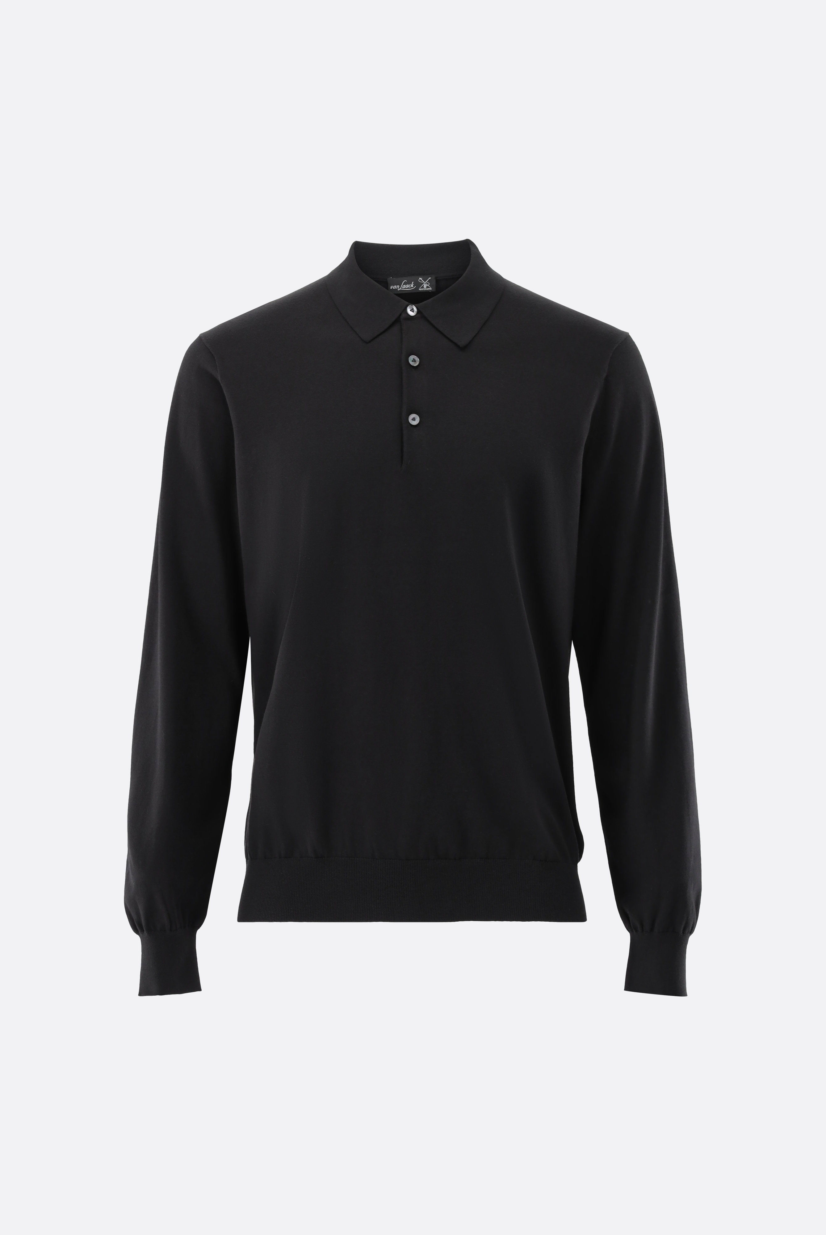 Langarm Strick-Poloshirt mit Baumwolle und Seide