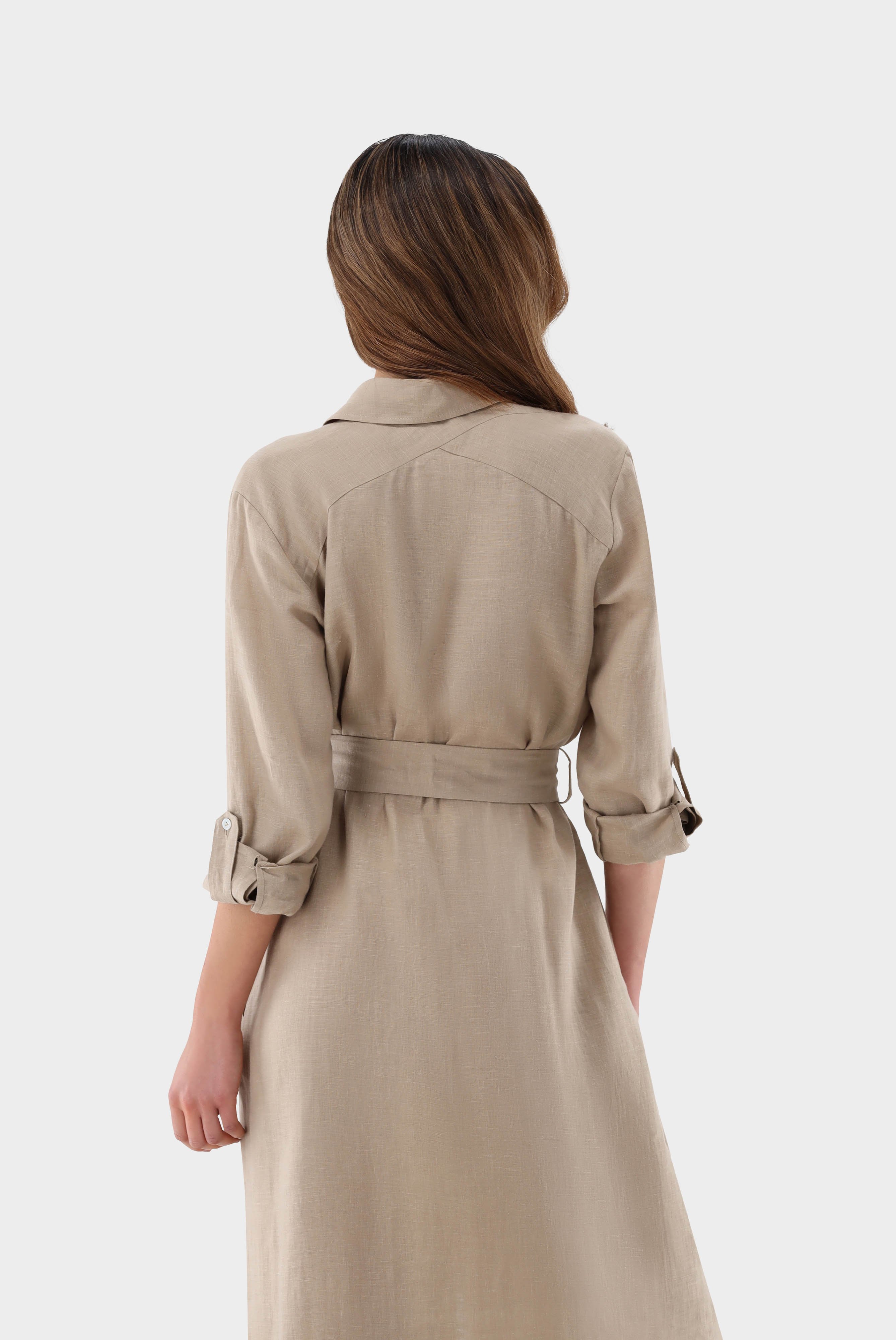 Dresses & Skirts+Smooth Linen Midi Shirt Dress+05.658V.P8.150555.130.34
