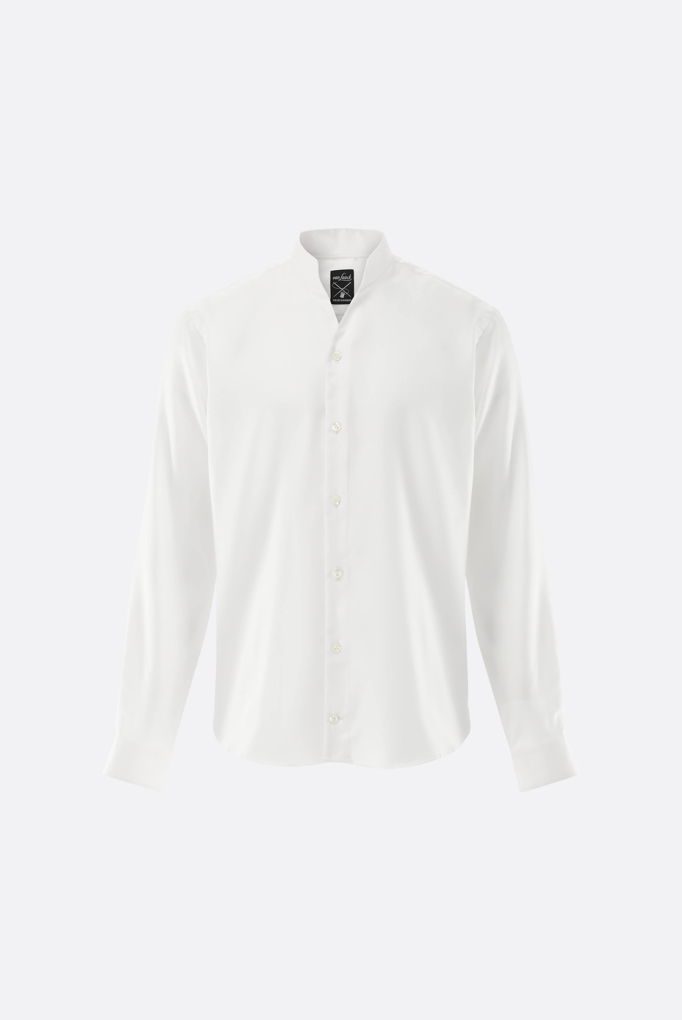 Stehkragenhemd mit V-Neck aus Baumwoll Dobby