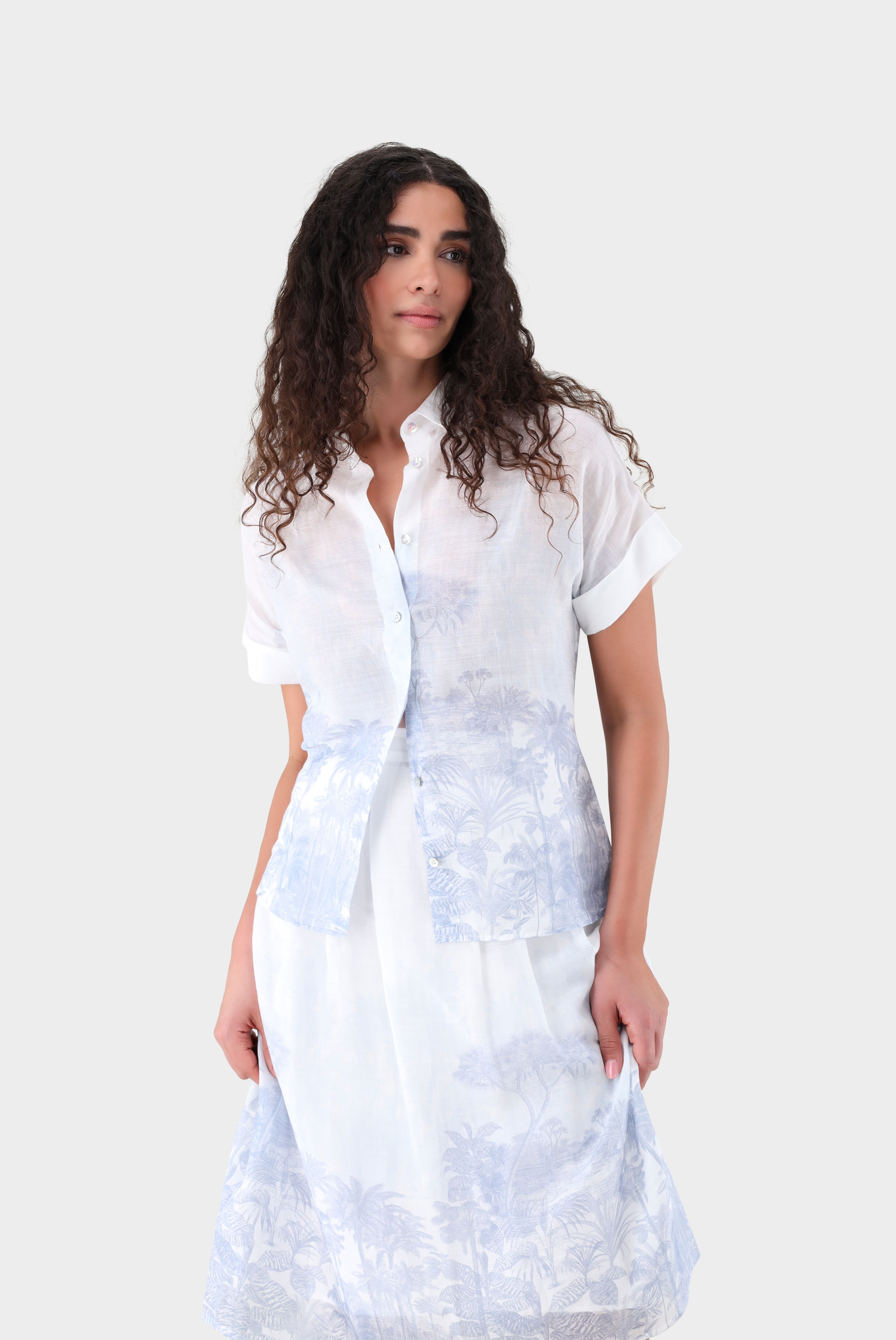 Hemdbluse kurzarm mit Druck