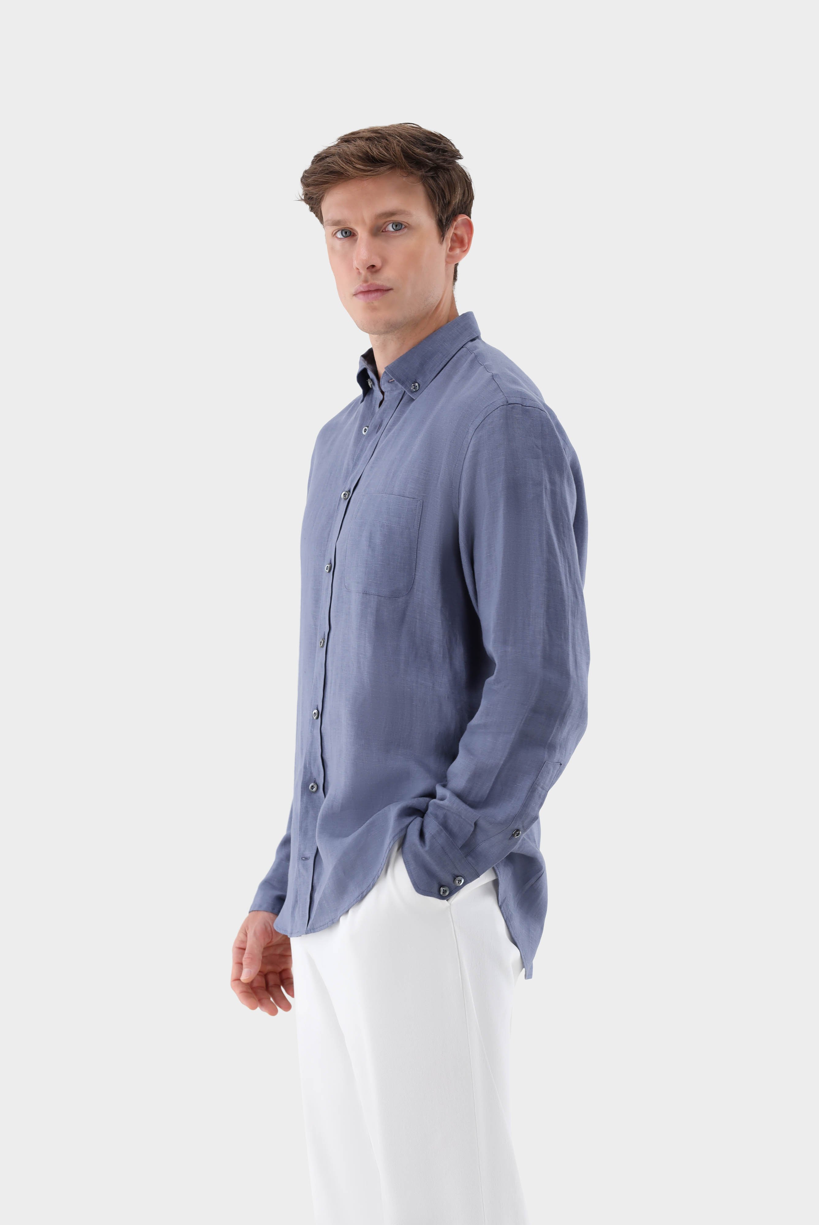 Leinenhemd mit Button-Down Kragen Tailor Fit