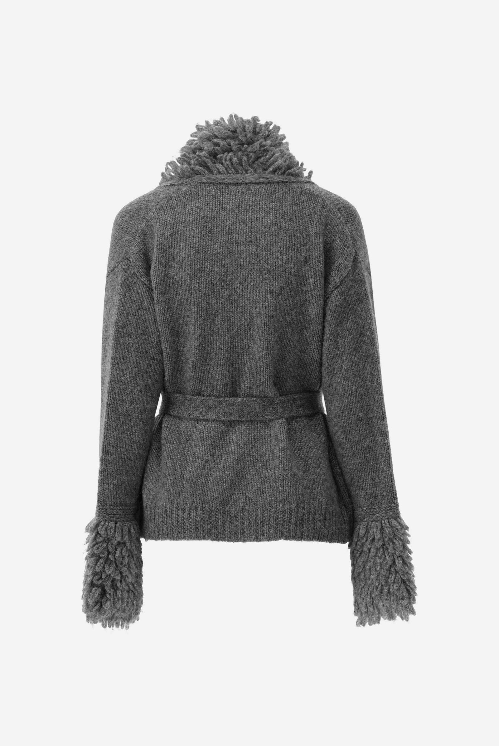 Fringed Cardigan with tie belt | van Laack