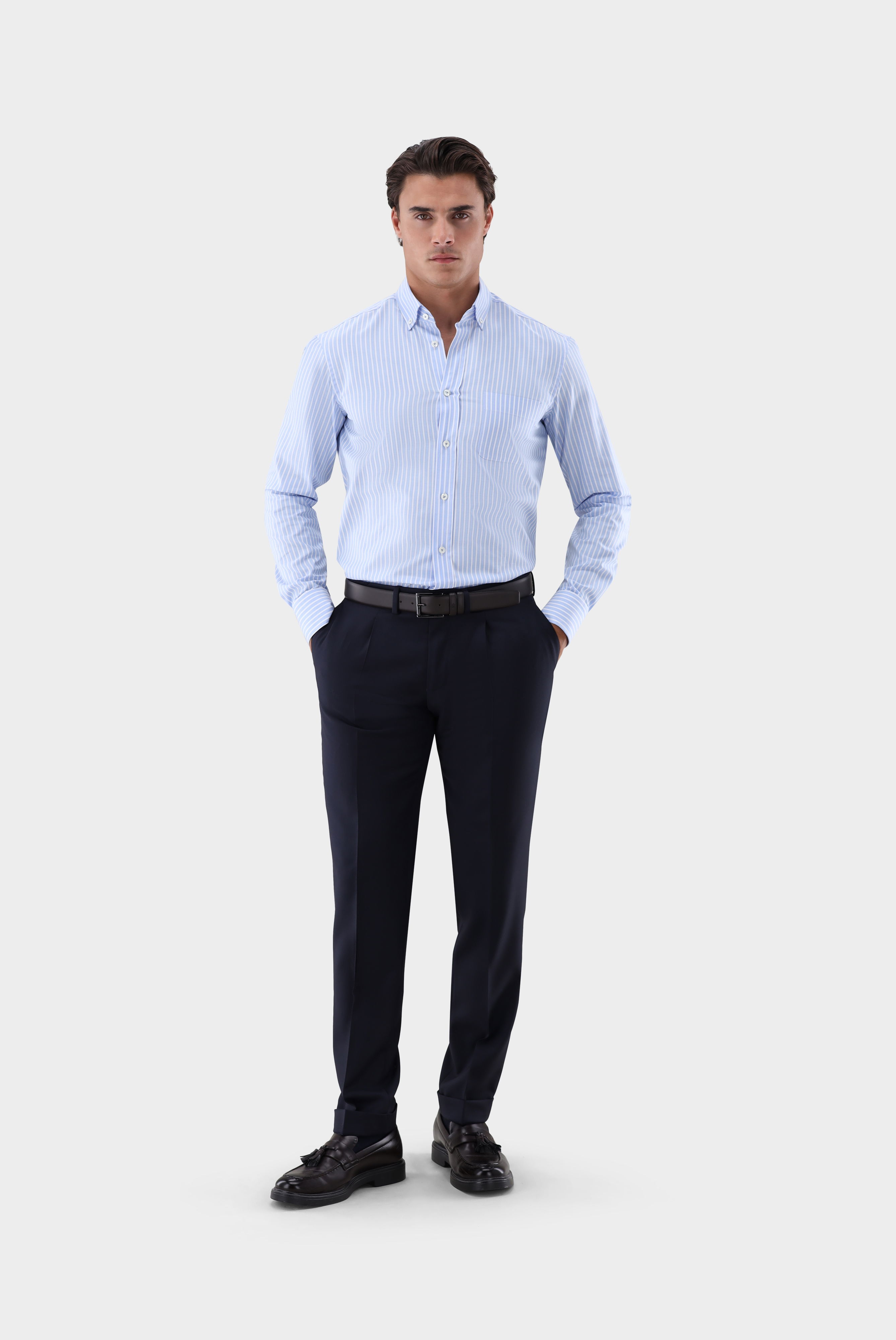 Dobby Hemd mit Button Down Kragen Tailor Fit günstig online kaufen