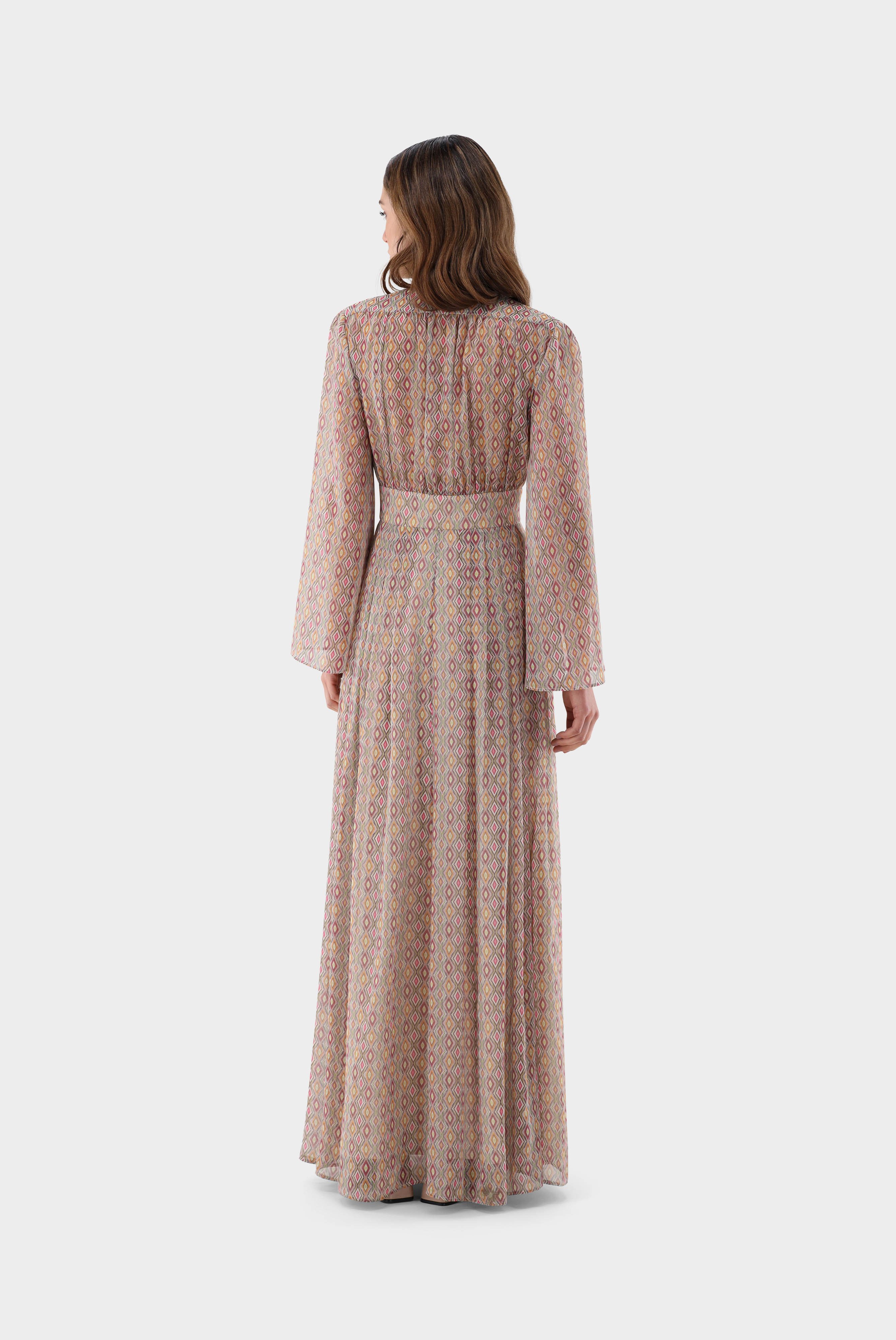 Dresses & Skirts+Maxi dress with ornamental print and lurex stripe+05.657J..170153.355.36