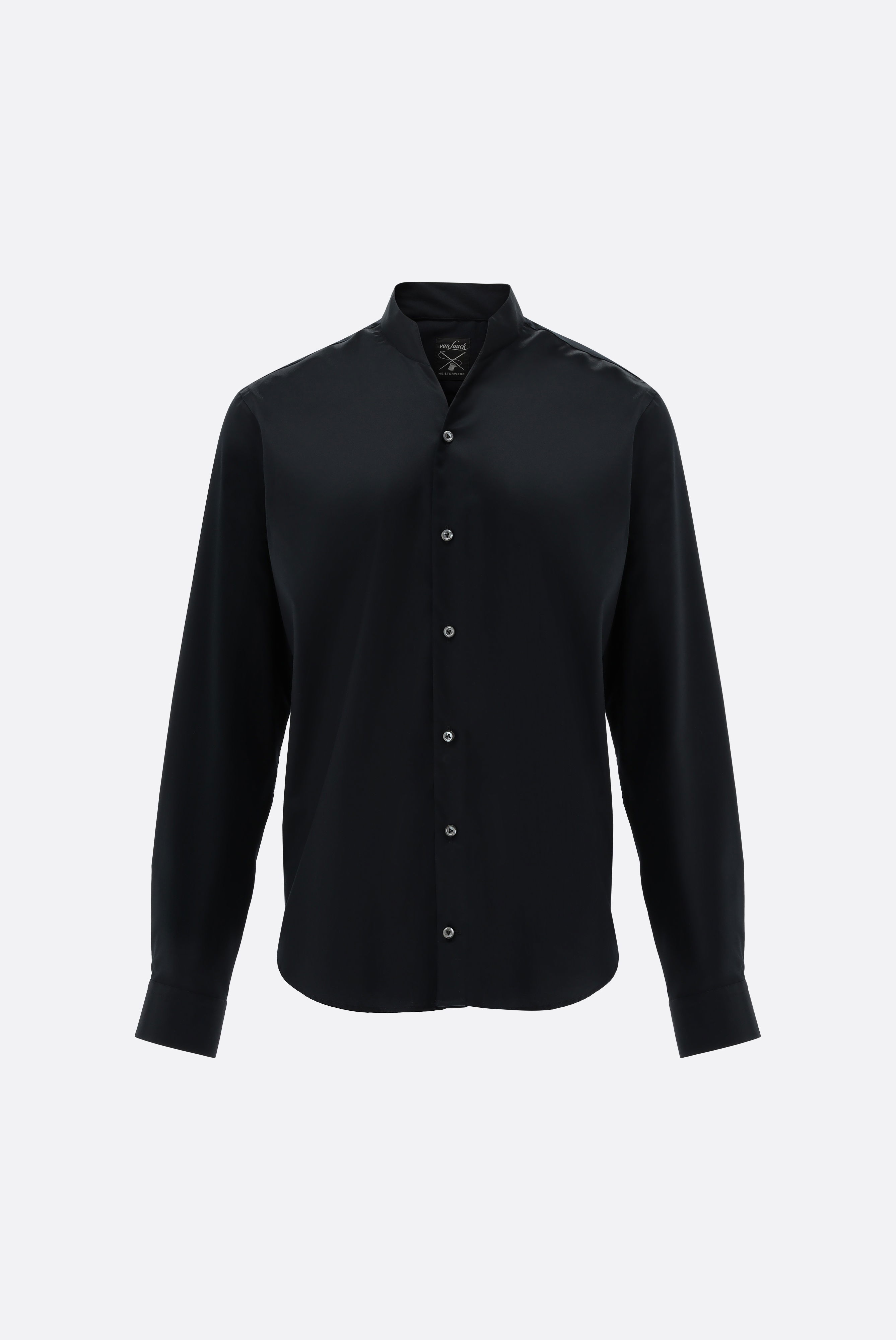 Stand-up collar shirt made in wrinkle free twill