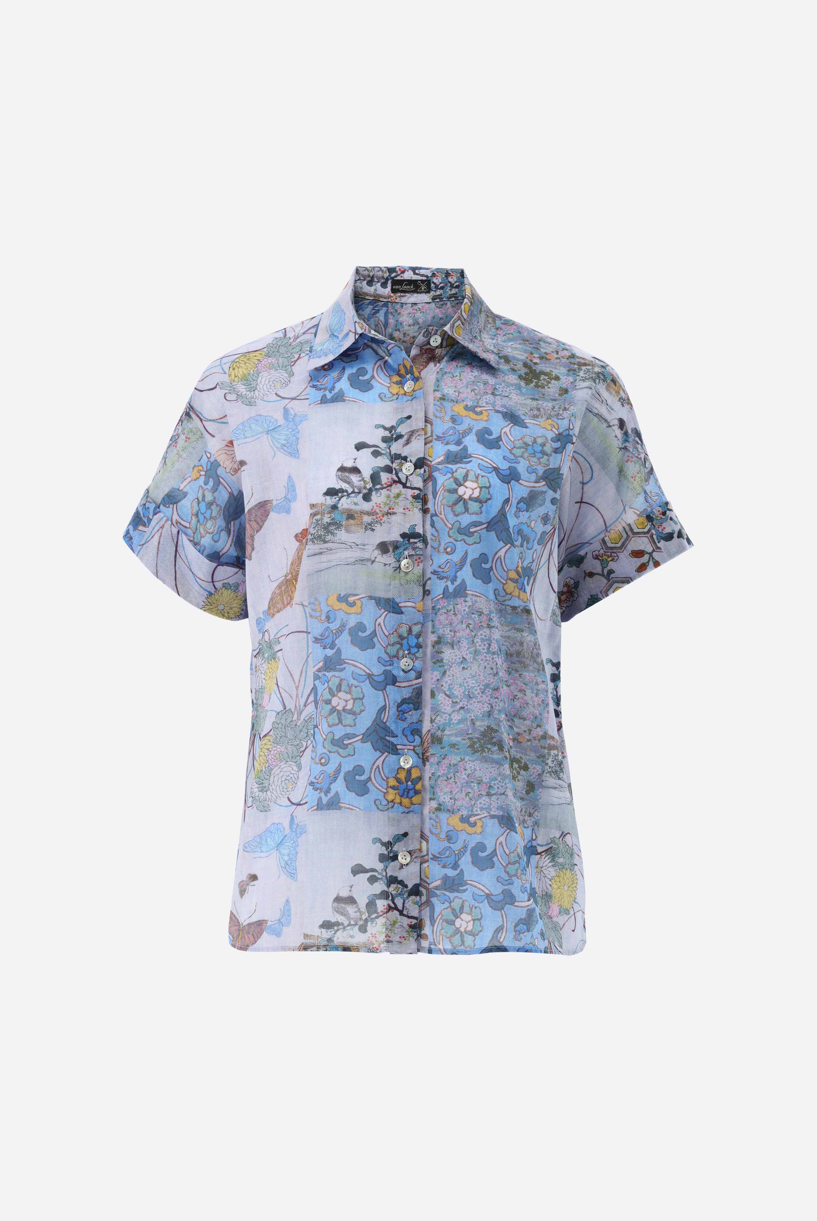 Hemdbluse kurzarm mit Patchwork-Print