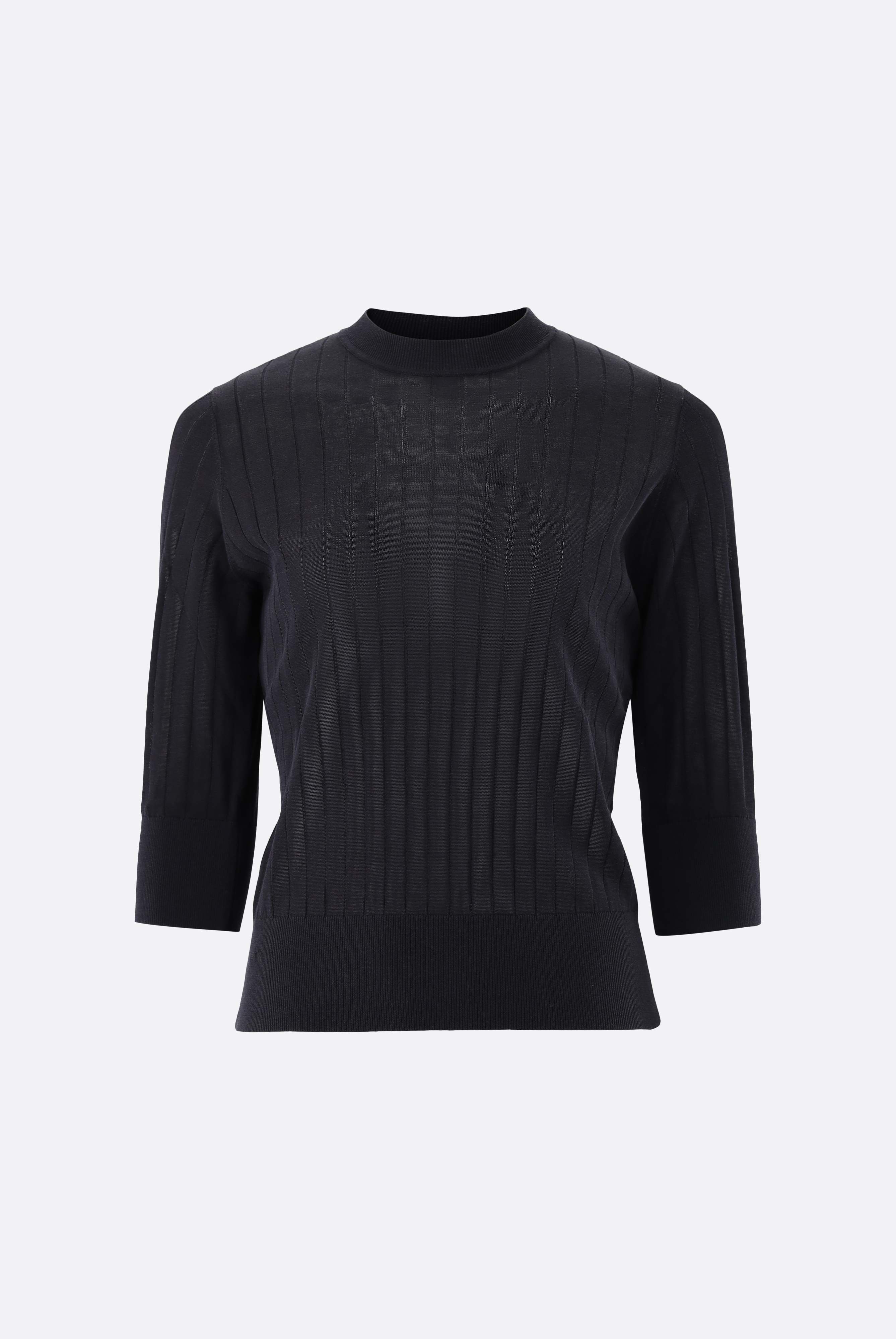 T-Shirt aus Rippstrick mit Baumwolle und Viskose günstig online kaufen