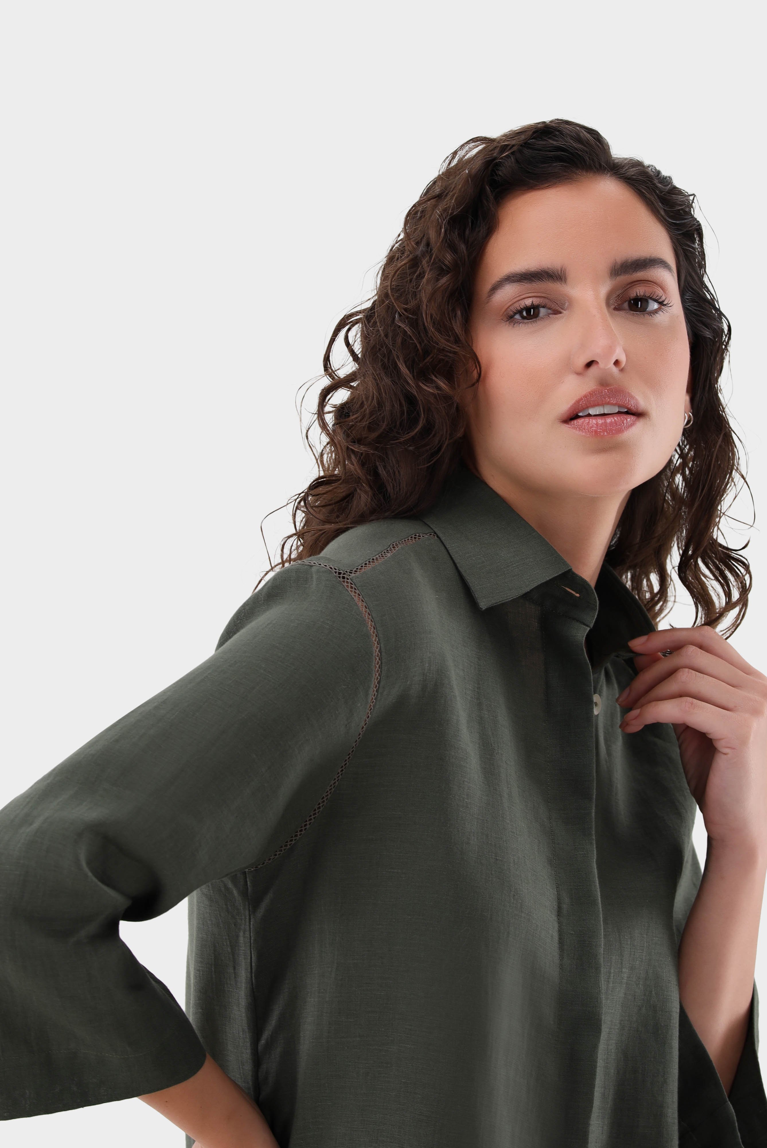 Casual Blouses+Boxy Linen Blouse with Lace Inserts+05.528H.L8.150555.990.34