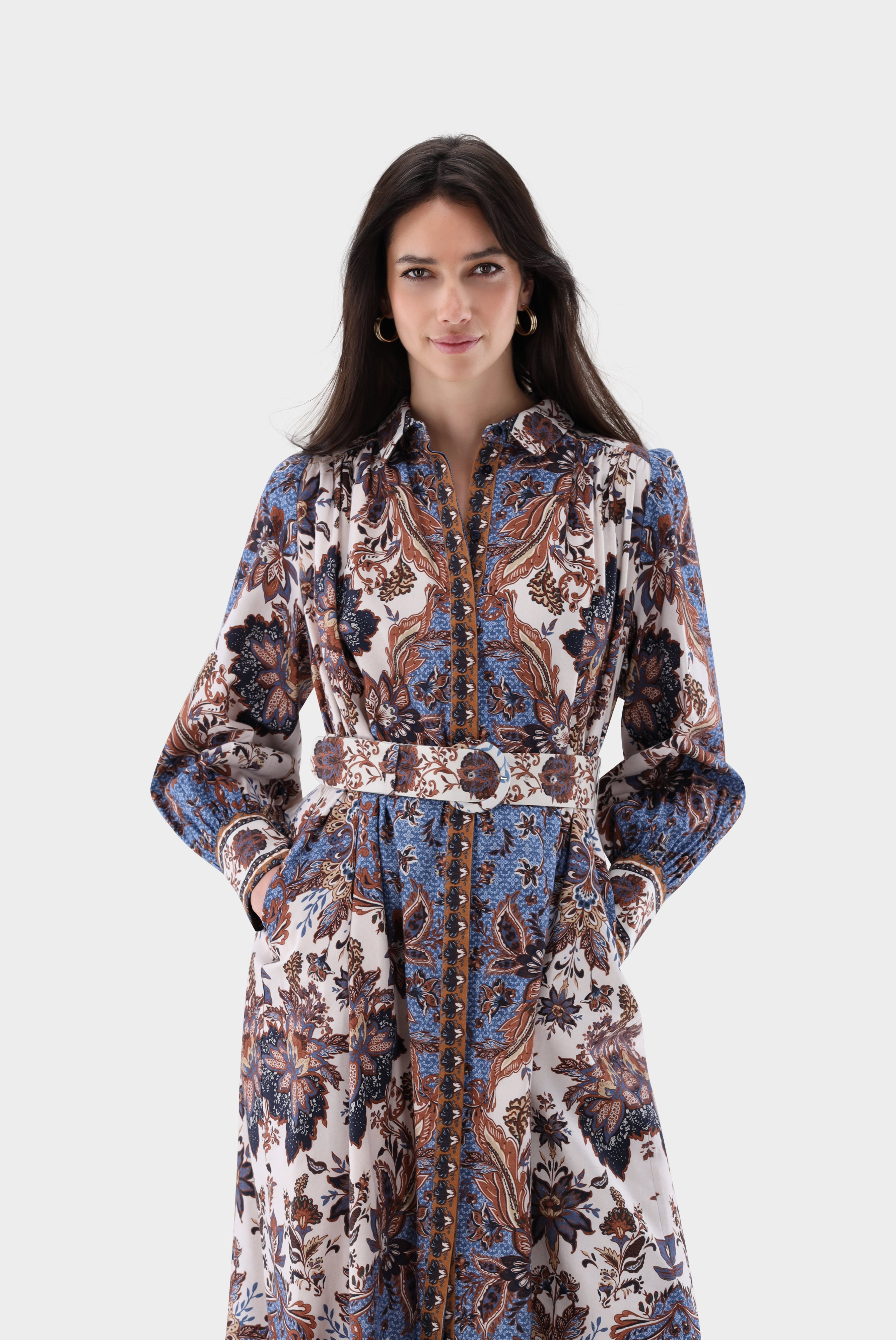 Midikleid mit platziertem Boho-Print