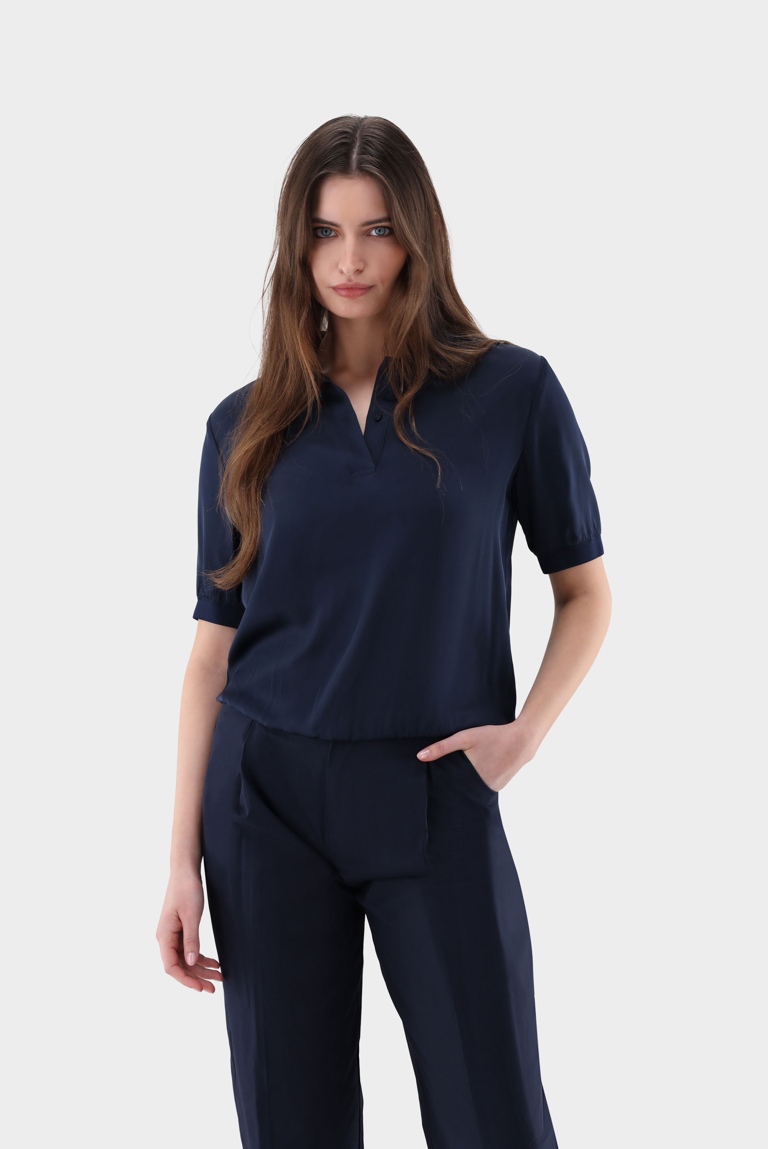 Poloshirt in Silk Satin