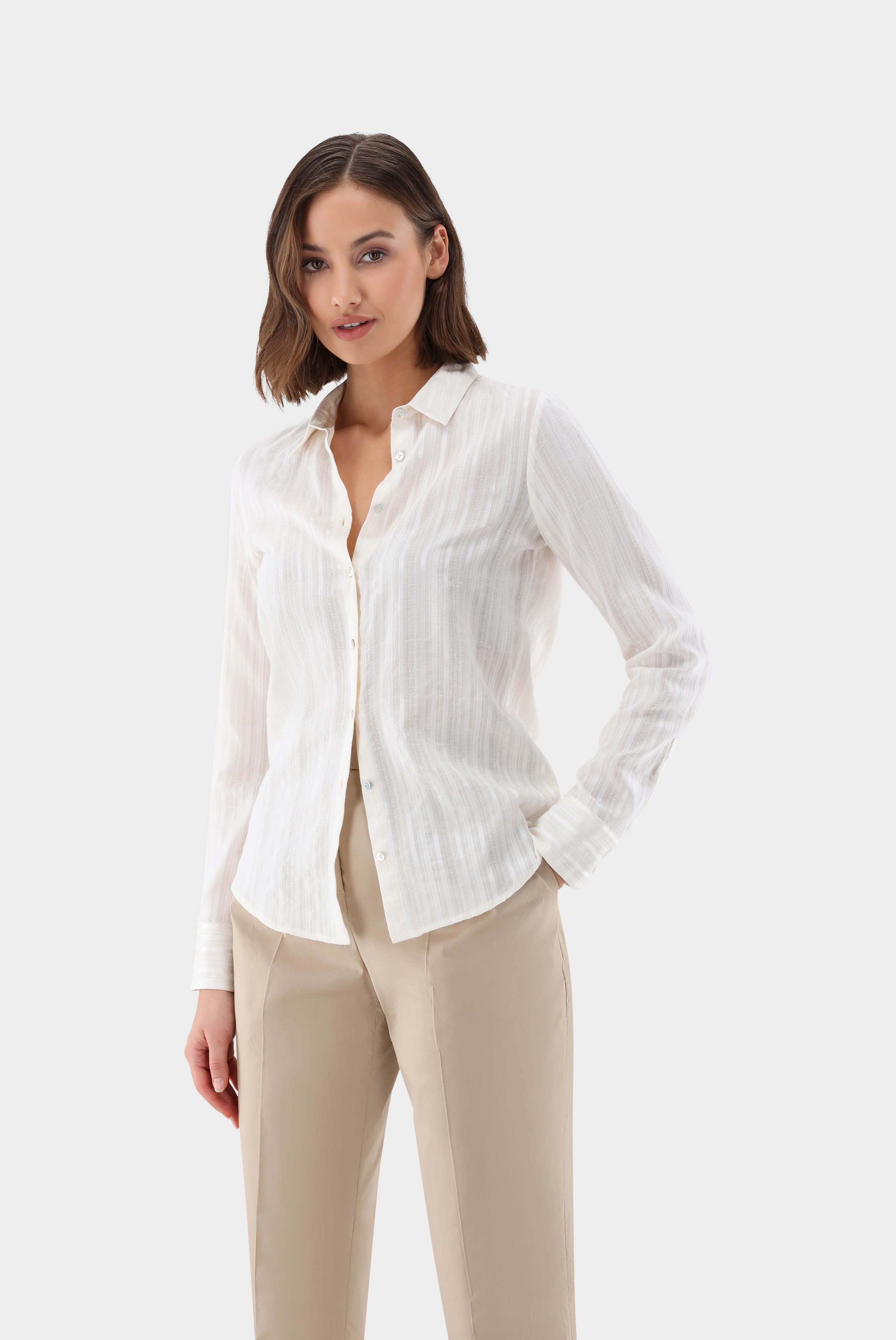 Fitted shirt with tone-on-tone stripes