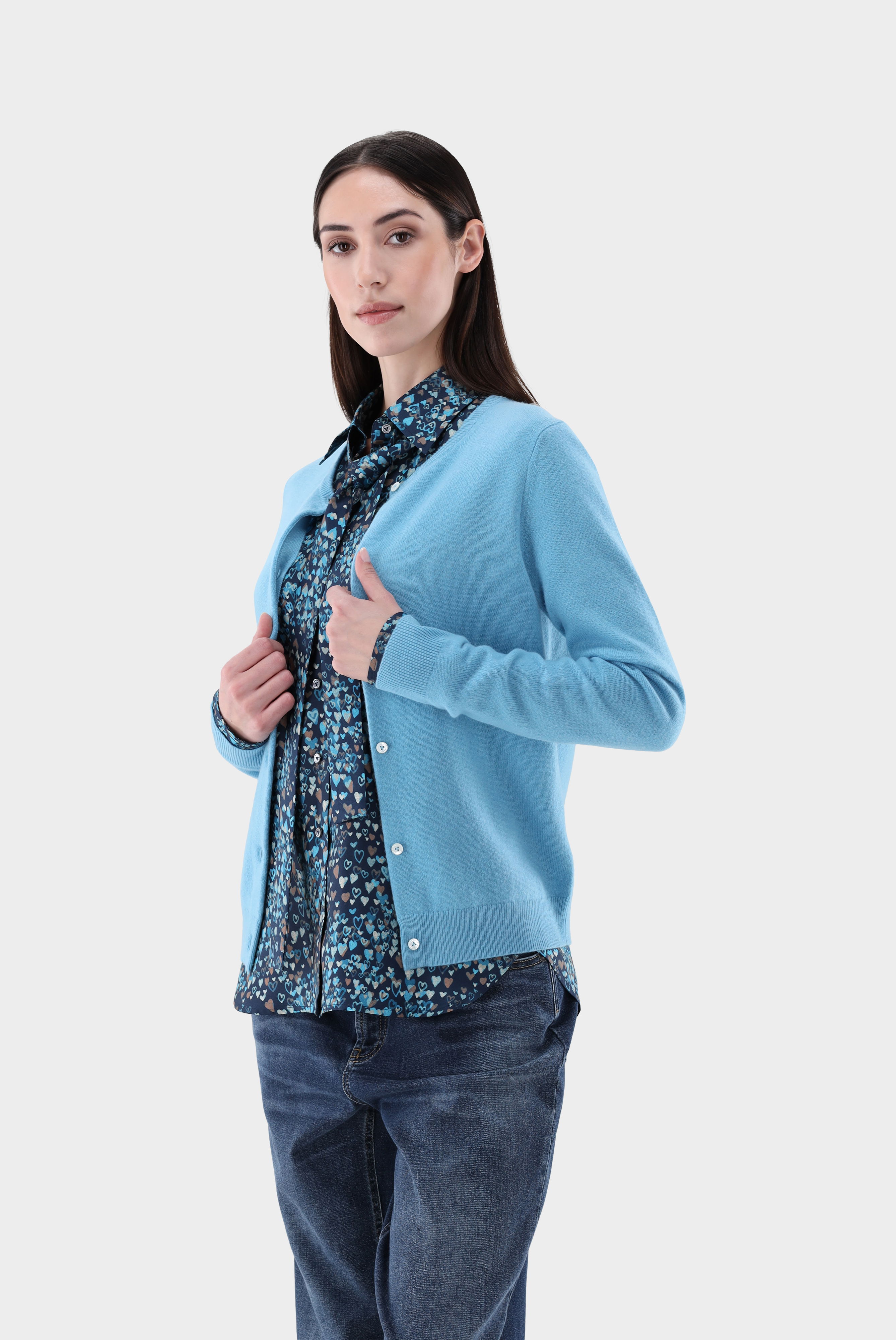 Strickjacke mit Rundhals aus Kaschmir