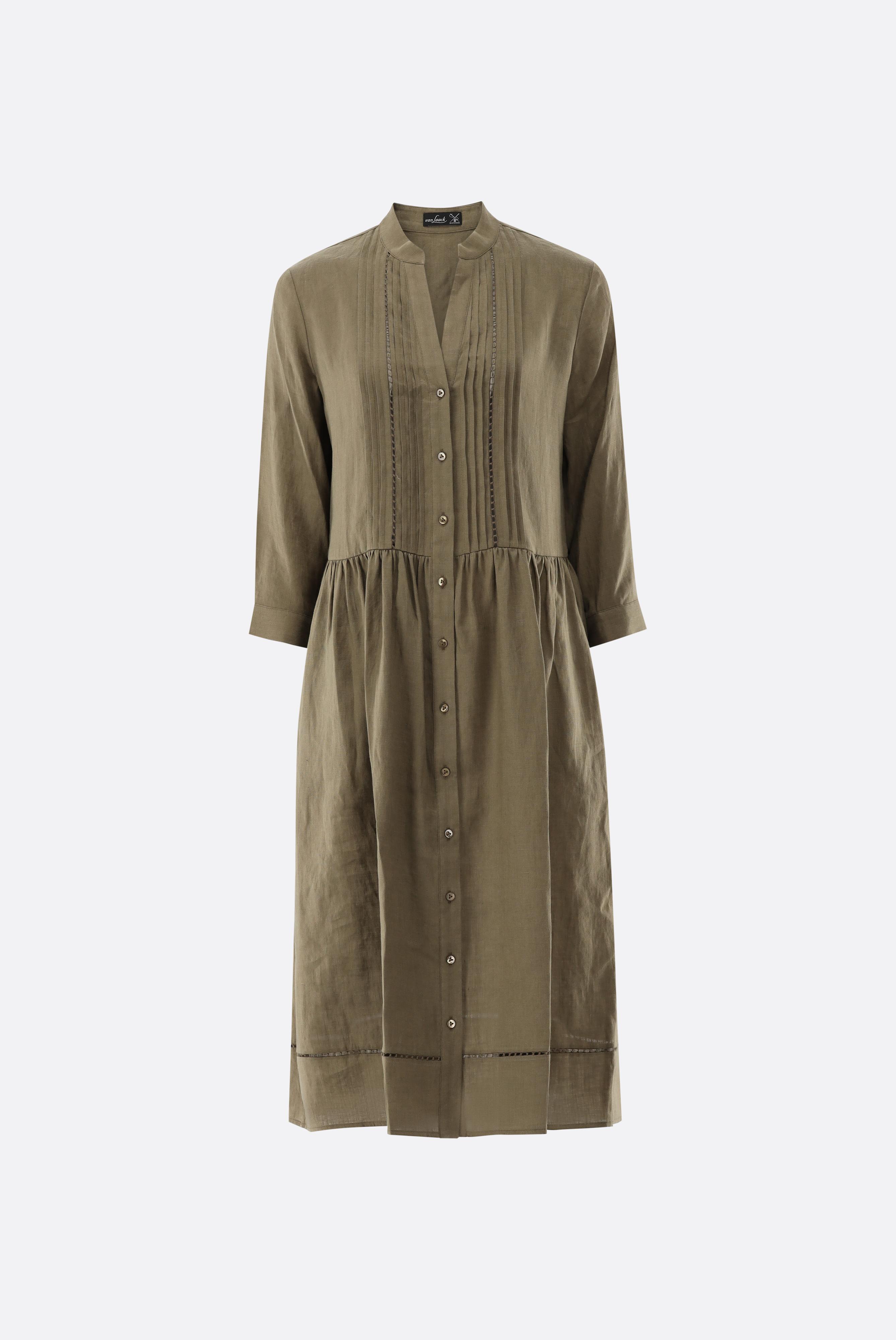 Midikleid aus Leinen mit Lochstick-Details günstig online kaufen