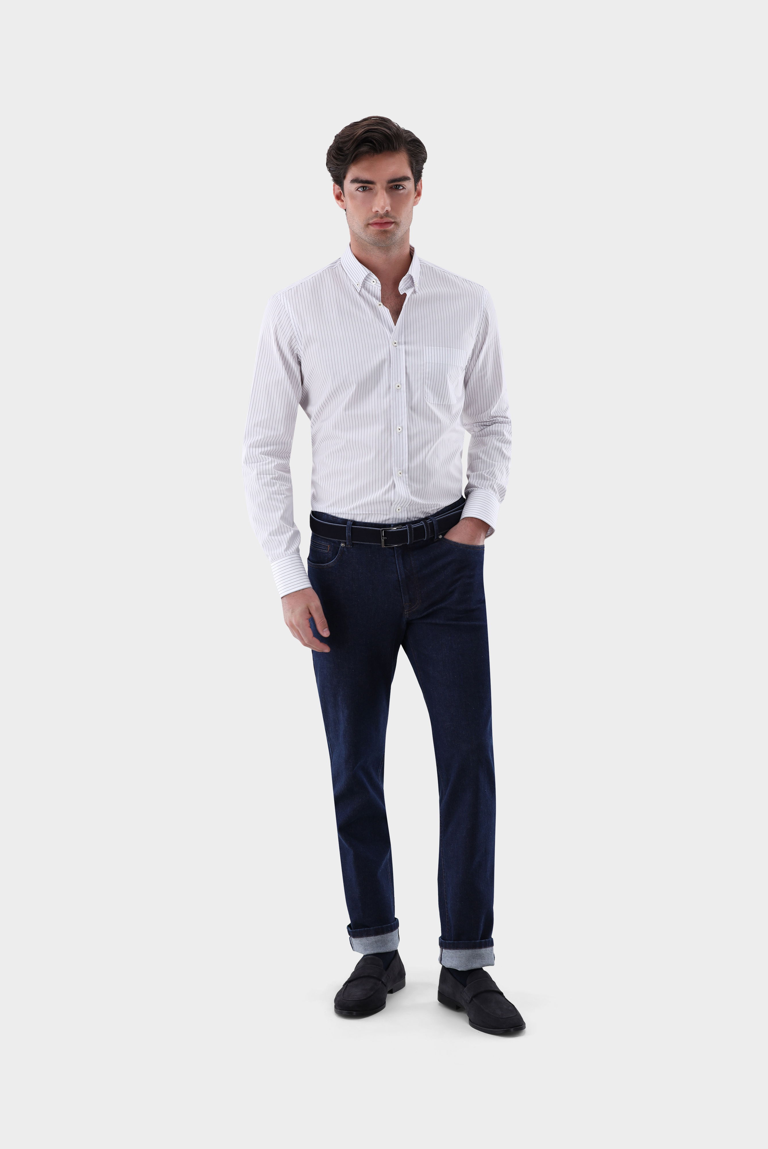 Hemd mit Button Down Kragen Tailor Fit günstig online kaufen