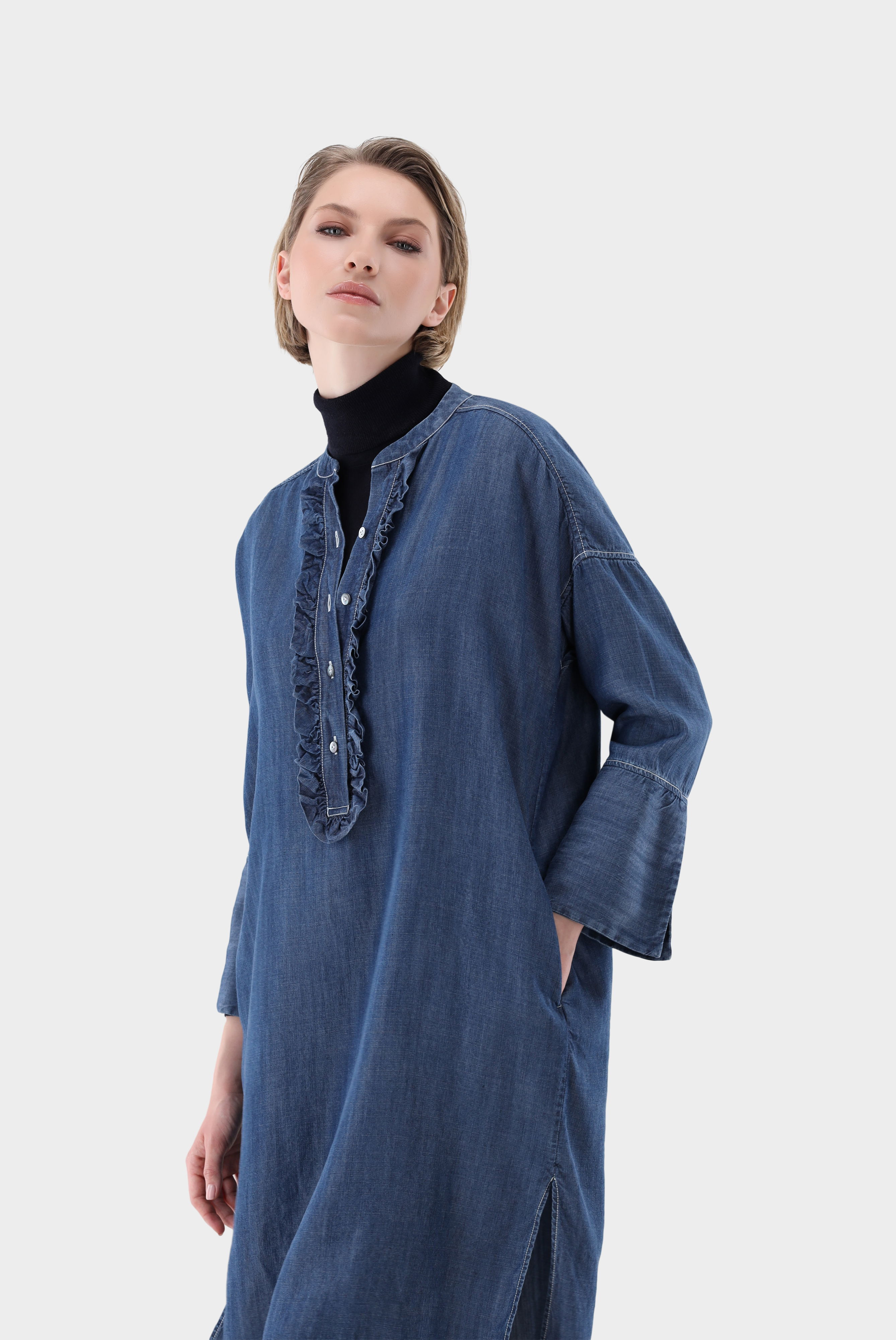 Jeanskleid mit Rüschen