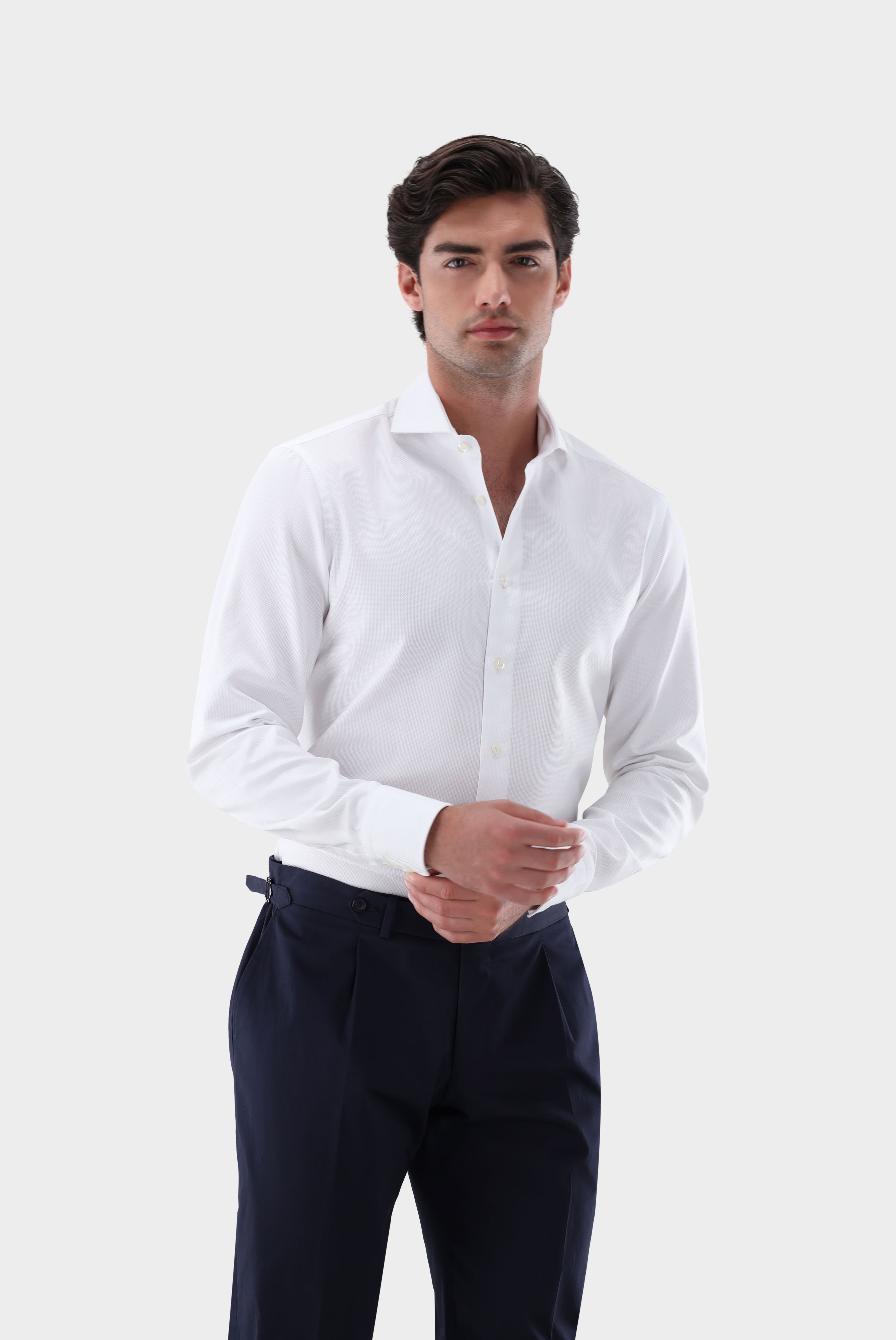 Businesshemd mit Korbgeflechtstruktur Tailor Fit