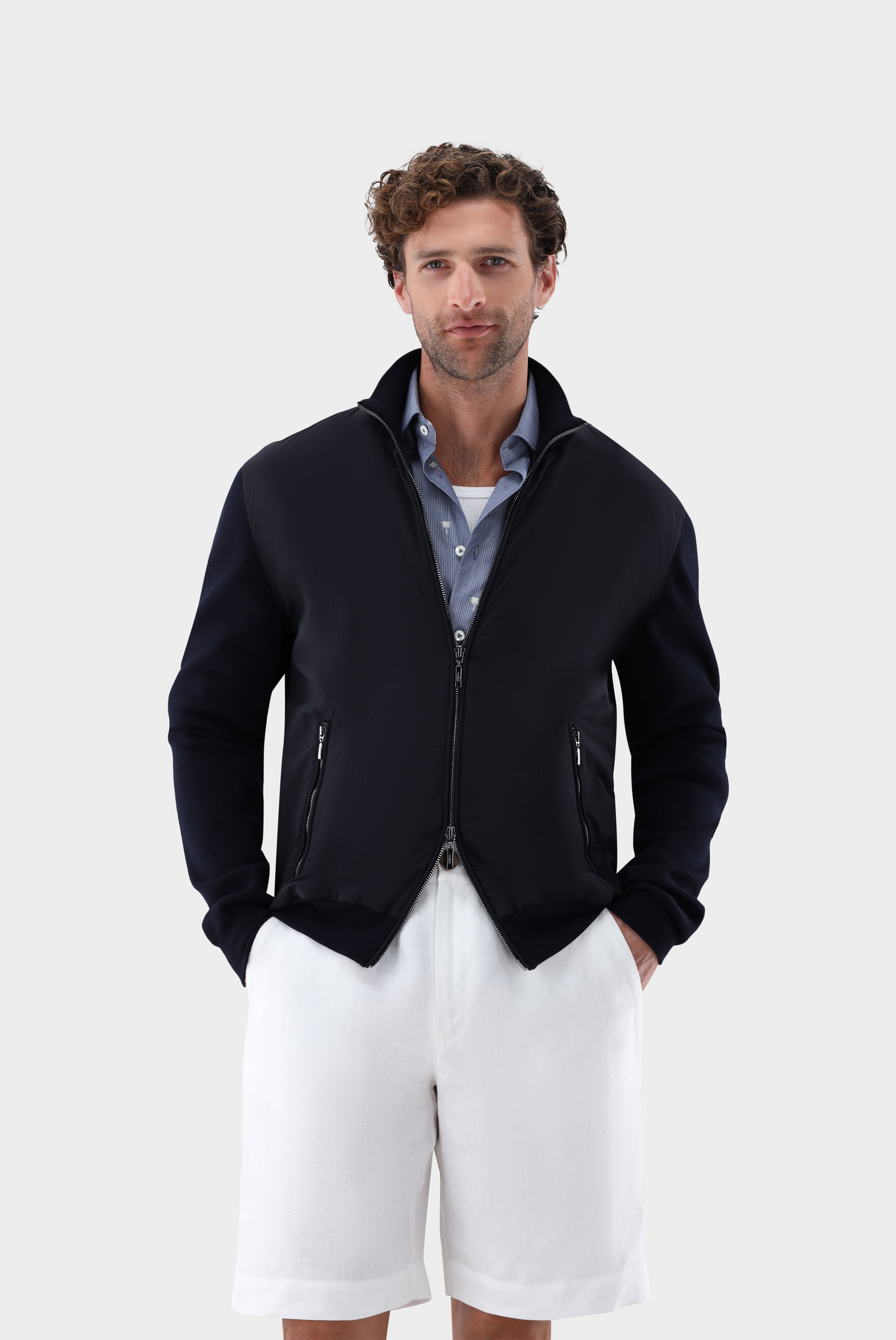 Hybrid-Strickjacke mit Baumwolle