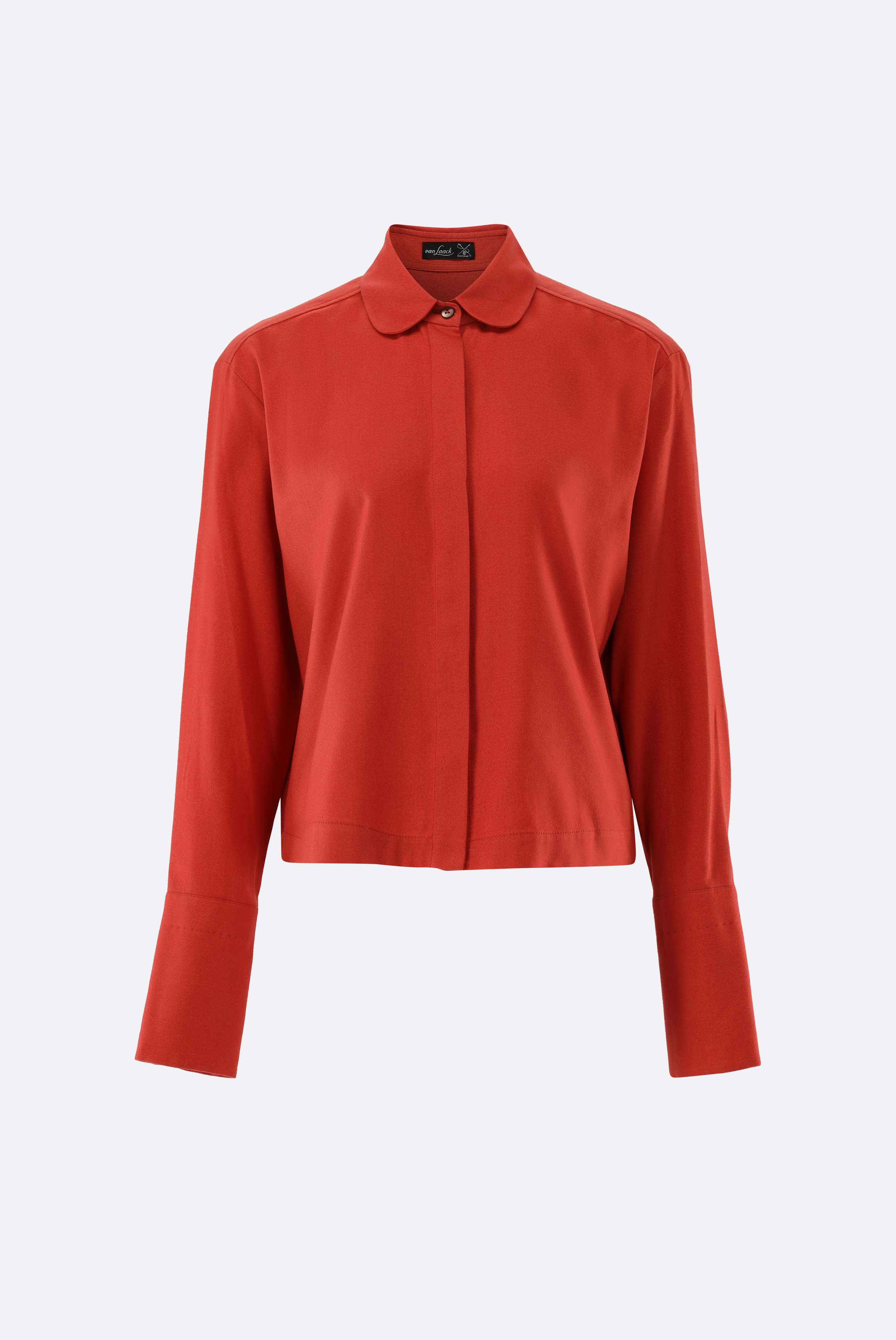 Cropped Flanellbluse mit Bubi-Kragen