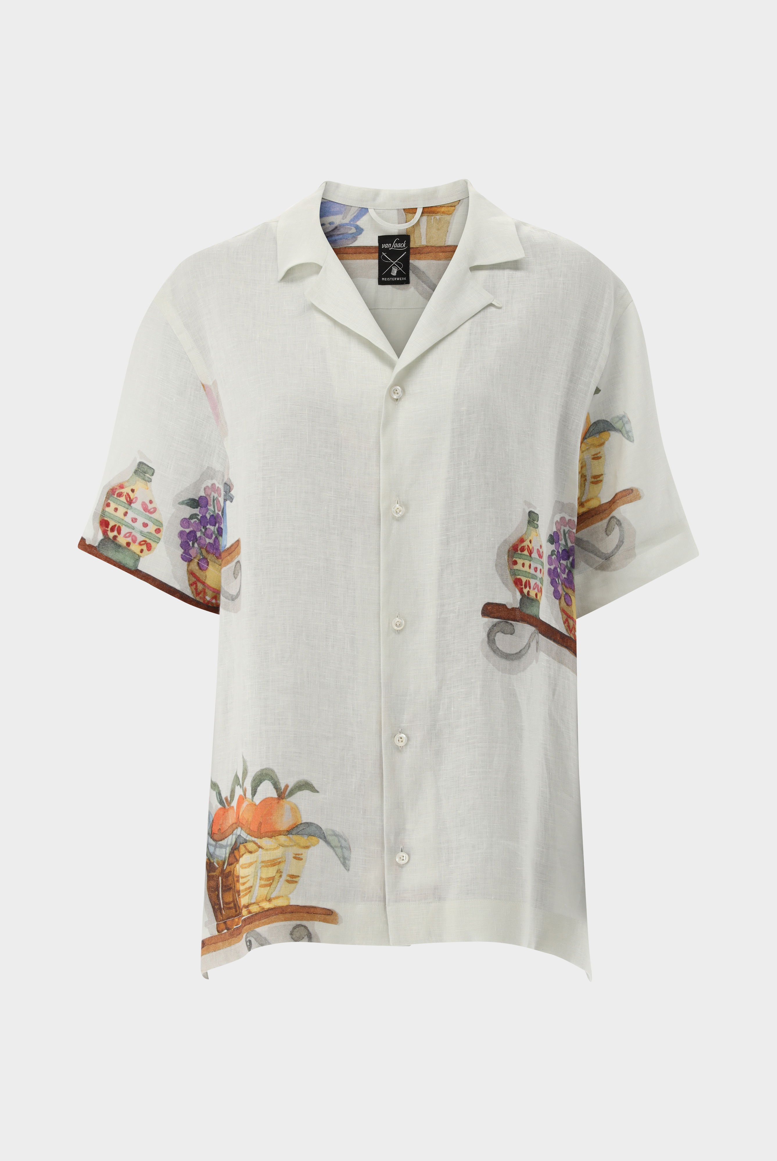 Printed Linen Shirt Short Sleeves