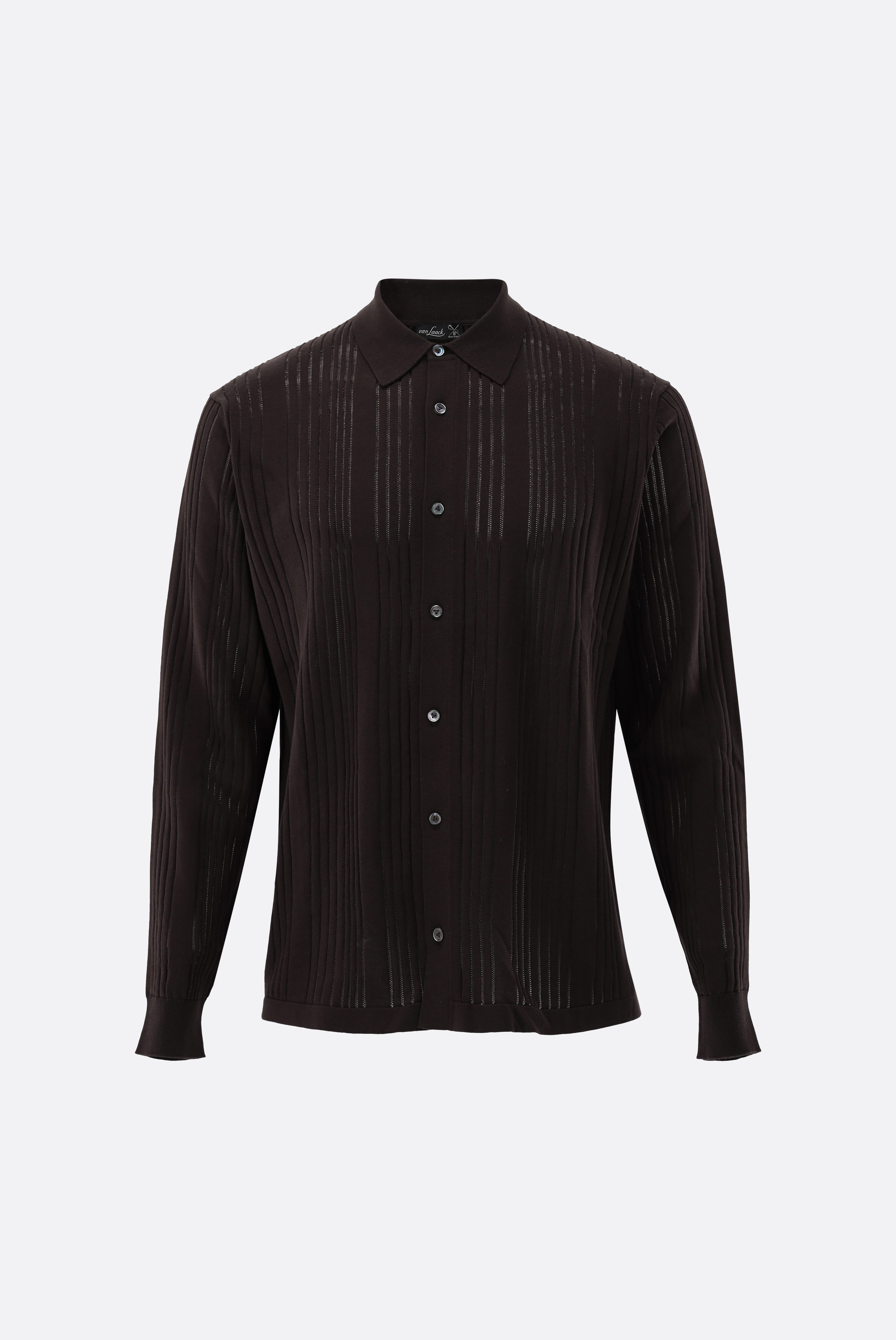 Strickhemd mit Streifen-Struktur aus Air Cotton