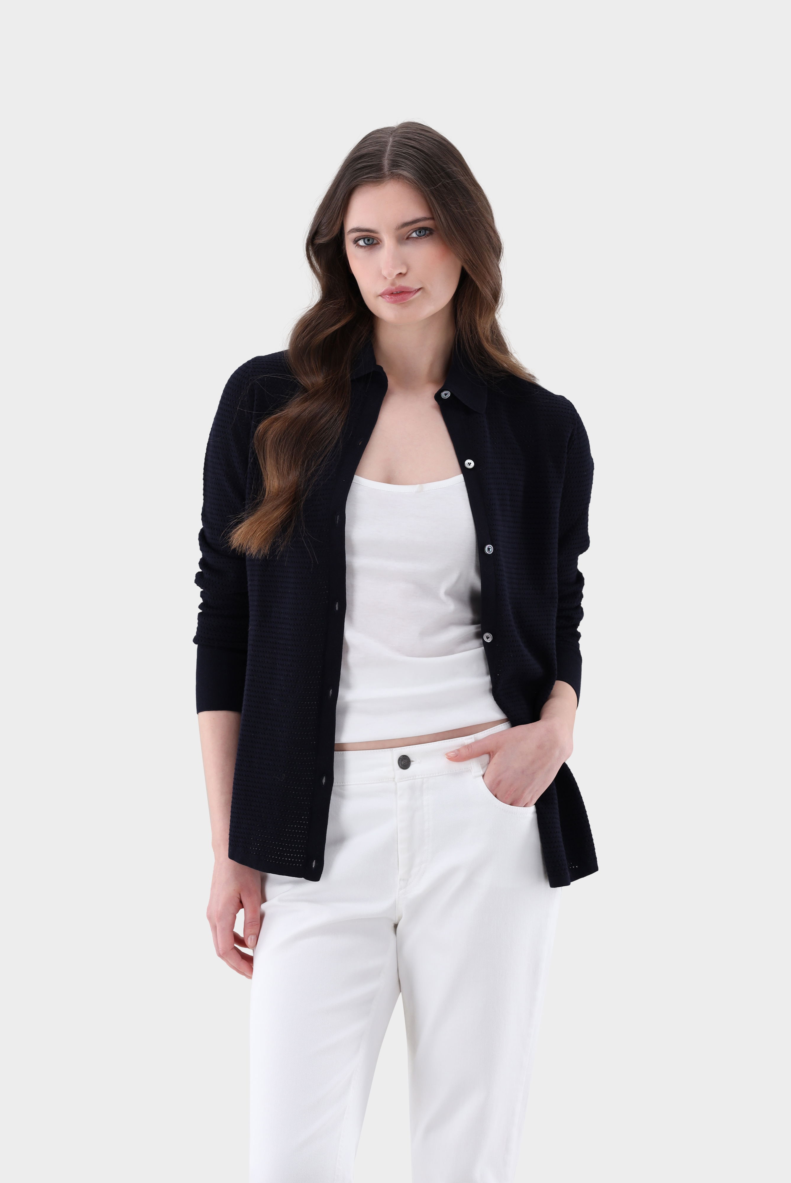 Bluse mit Retro Struktur aus Air Cotton