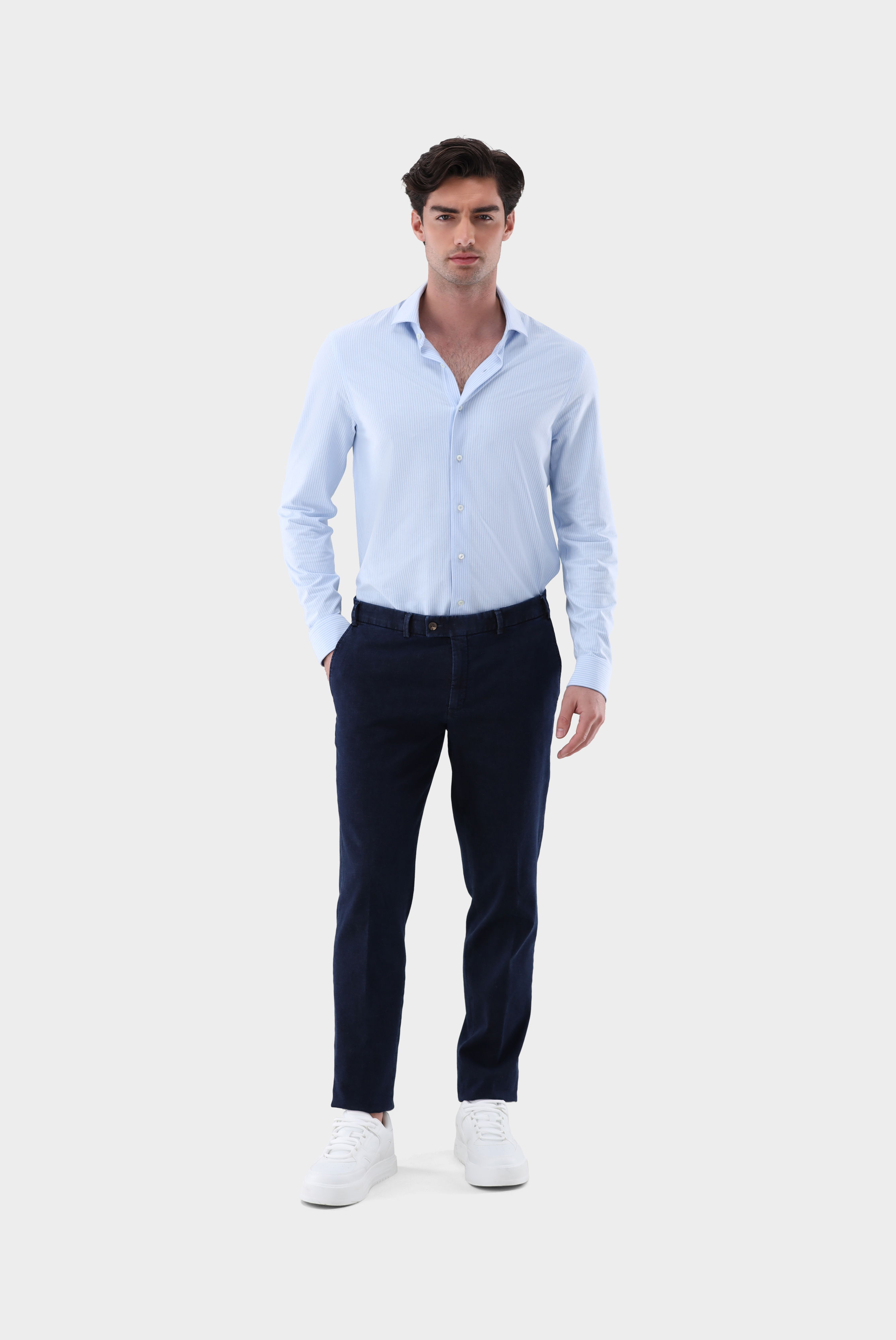 Gestreiftes Hemd mit 4-Wege Stretch Slim Fit