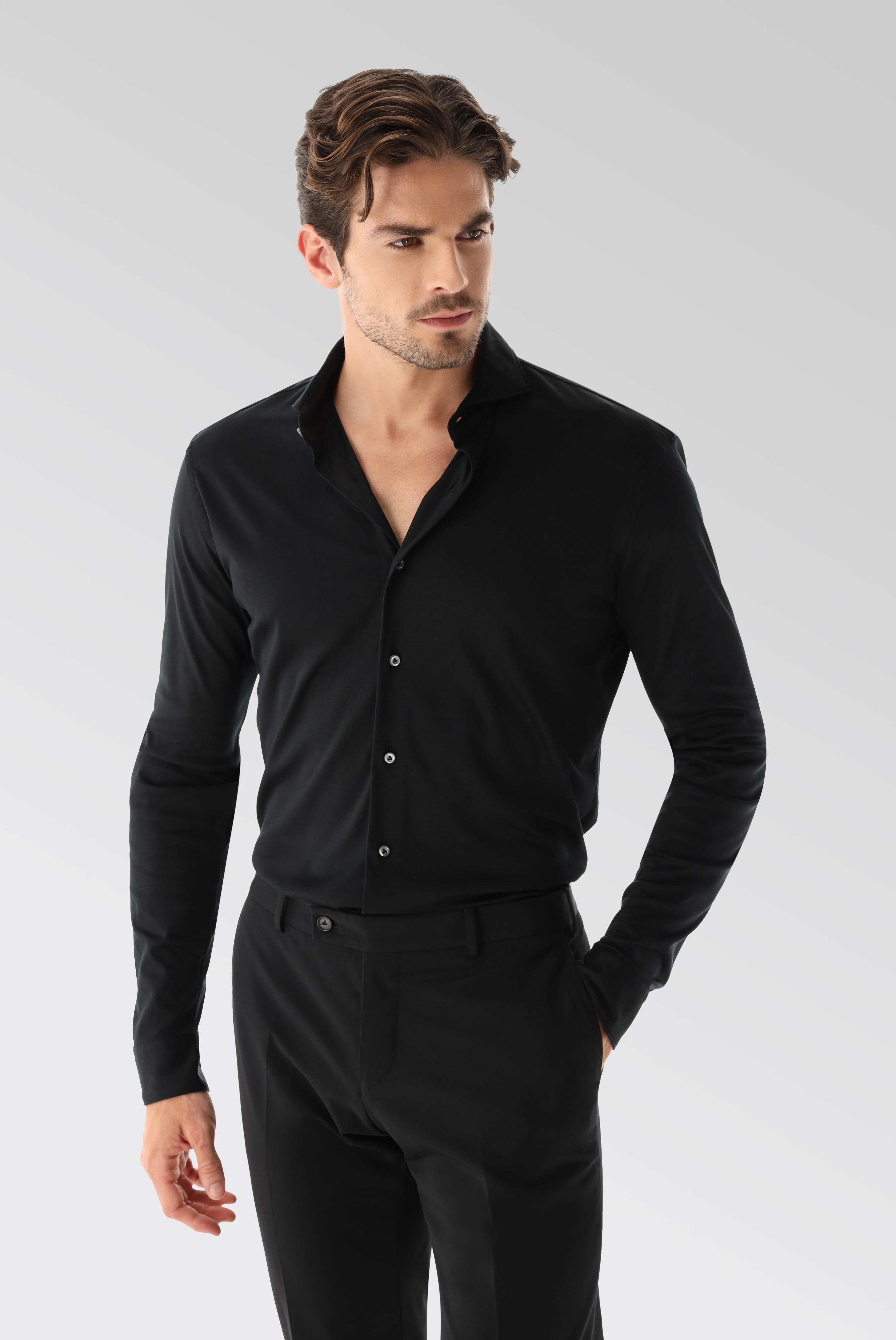 Bügelleichte Hemden+Jersey Hemd mit glänzender Optik Tailor Fit+20.1683.UC.180031.099.XL