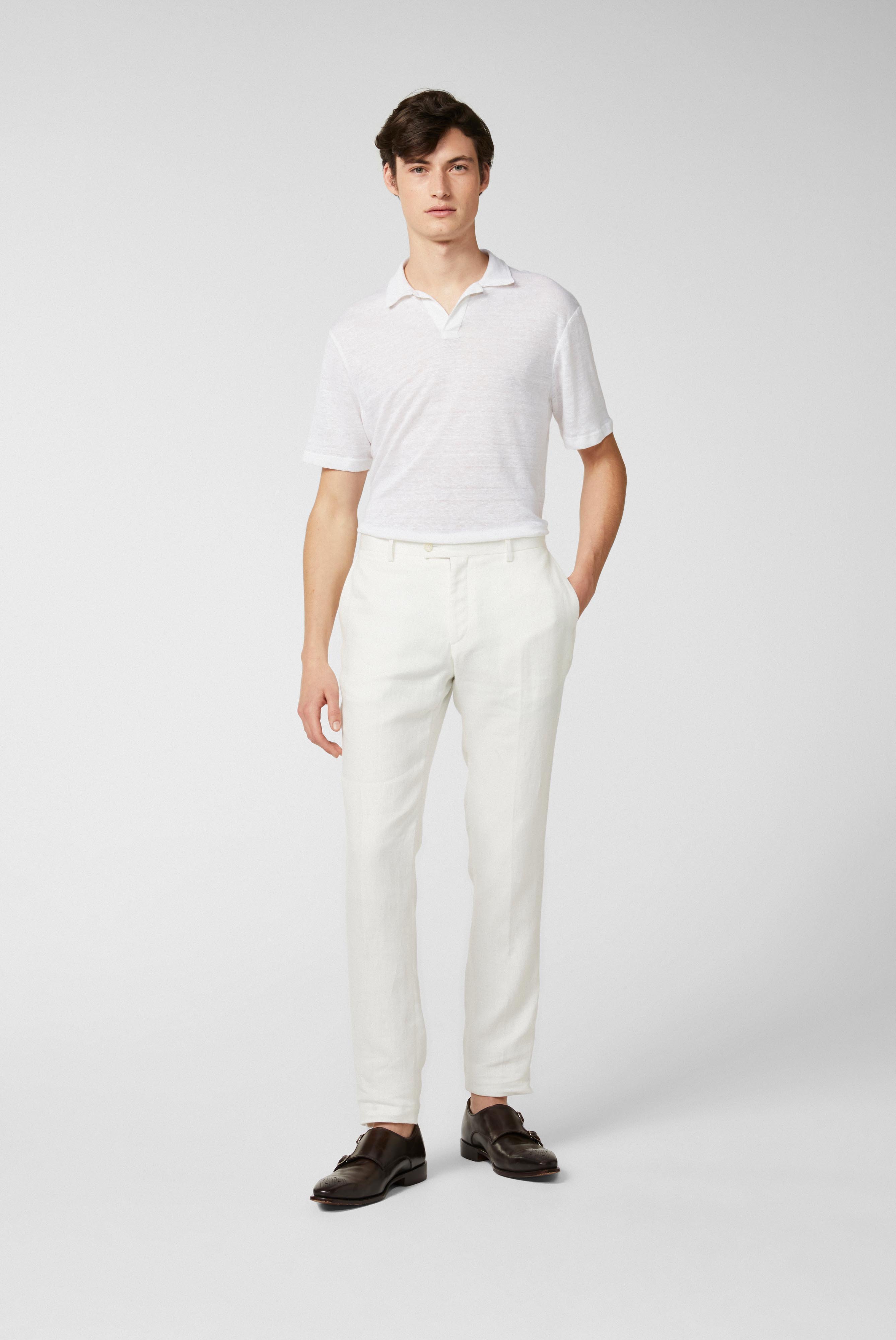 Poloshirts+Linen jersey polo shirt white+20.1783..180125.000.S