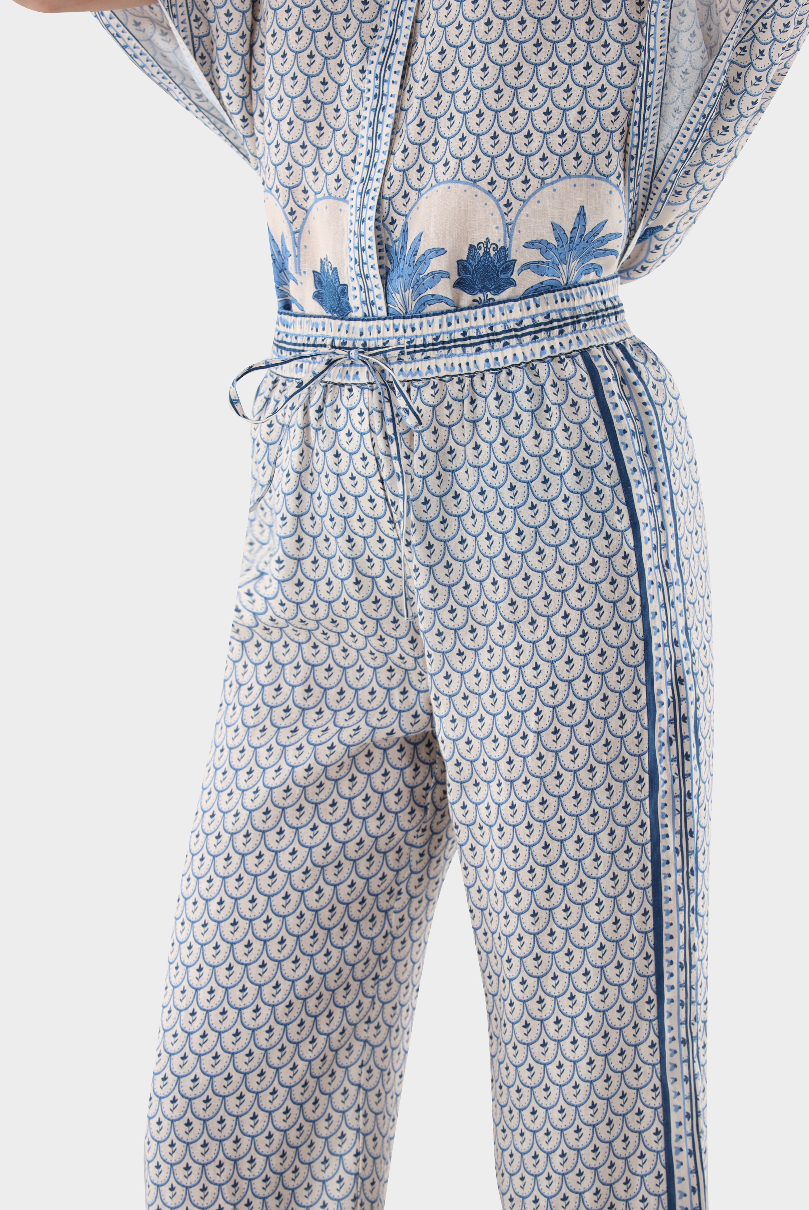 Palazzohose aus Leinen mit Palmen-Druck günstig online kaufen