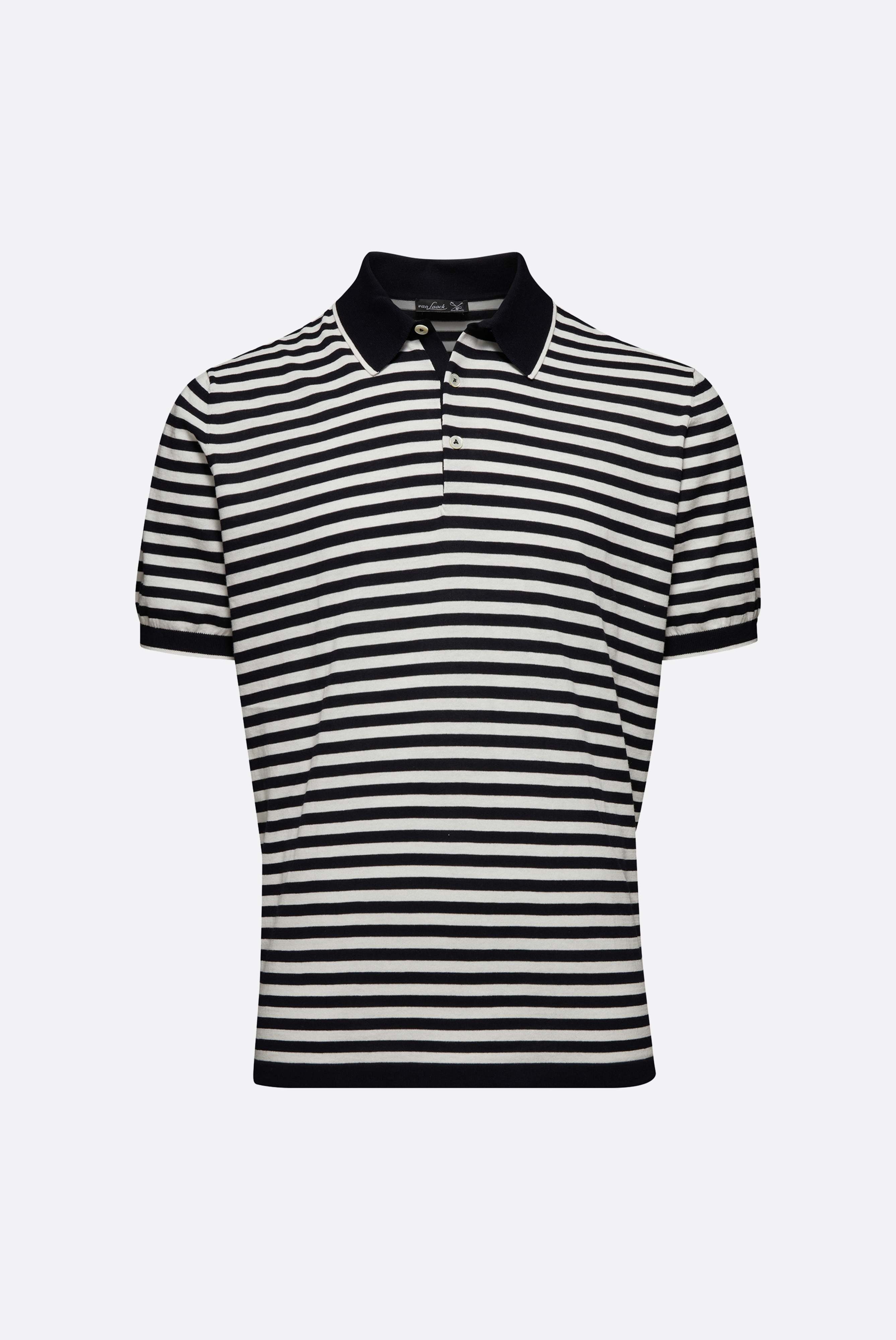 Poloshirts+Gestreiftes Strick Polo-Shirt aus Air Cotton+82.8510..S00266.795.S