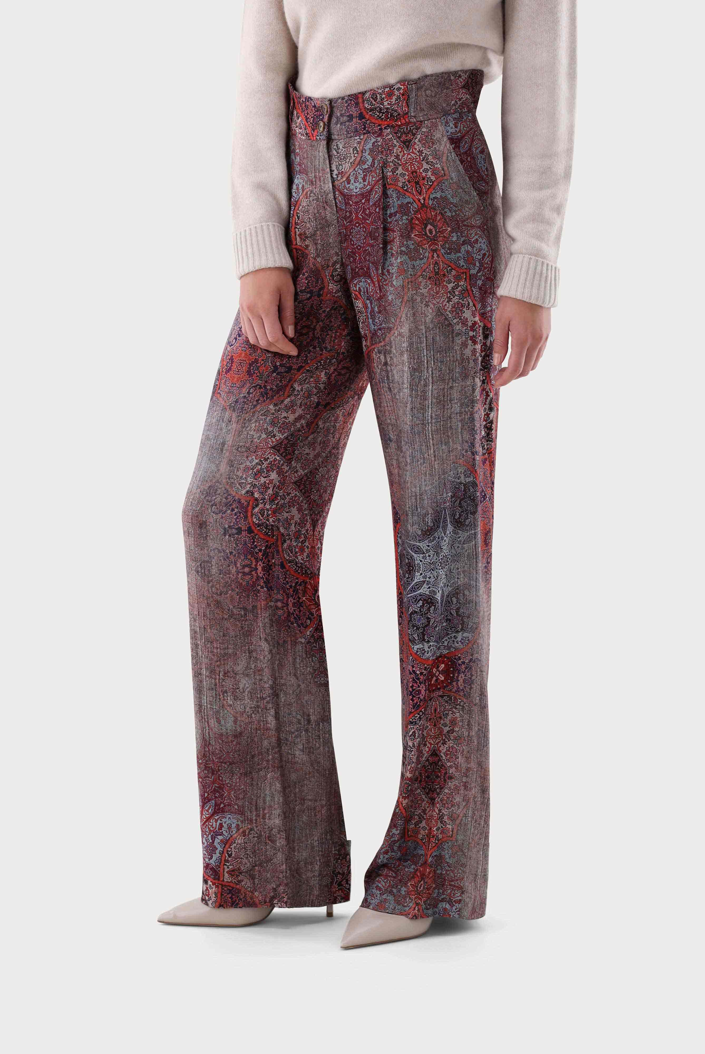 Jeans & Trousers+Trousers with Pleats and vintage print+05.658G.52.172026.357.34