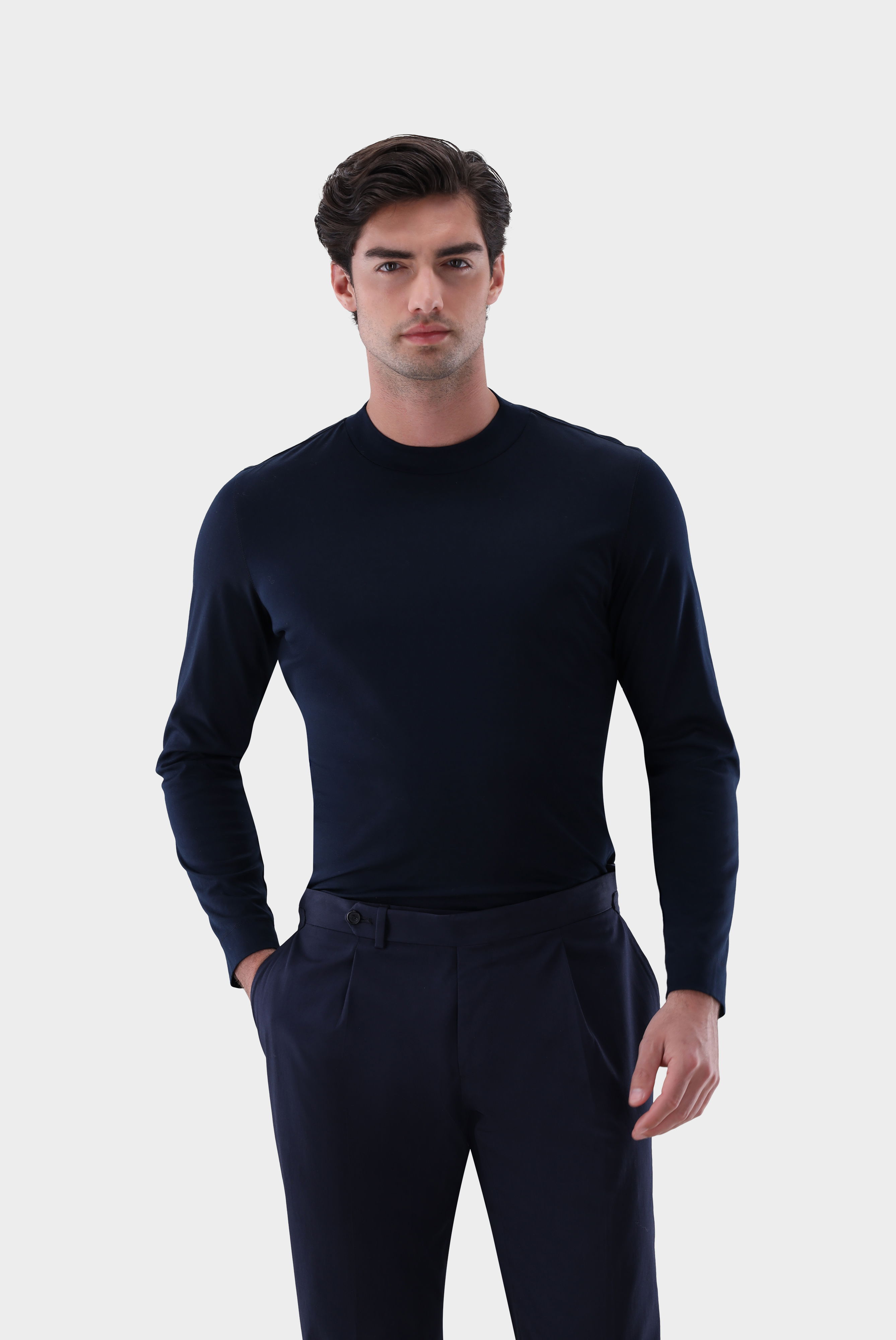 Stehkragenshirt aus Swiss Cotton