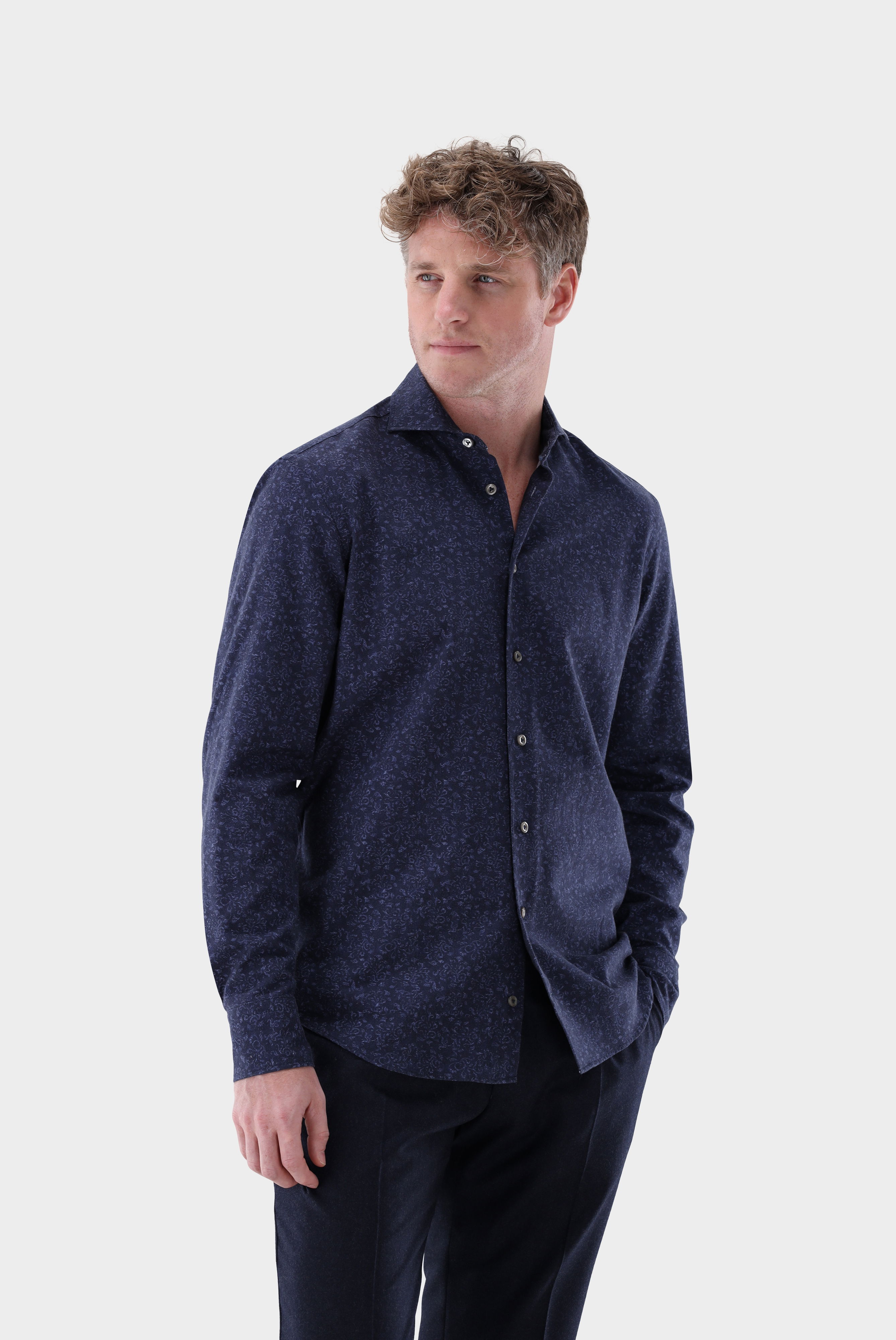 Flanellhemd mit Druck Tailor Fit