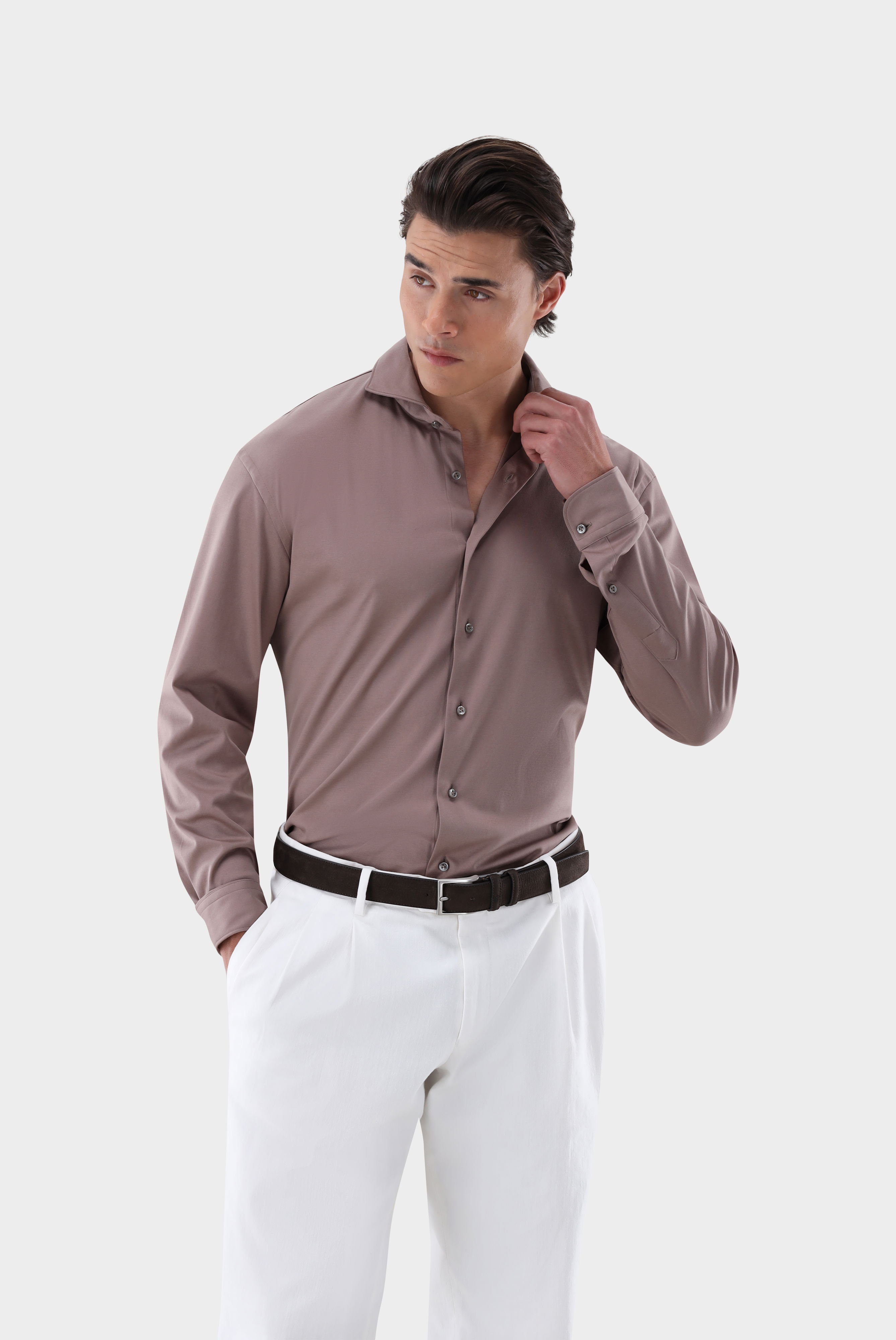 Jerseyhemd aus Schweizer Baumwolle Tailor Fit