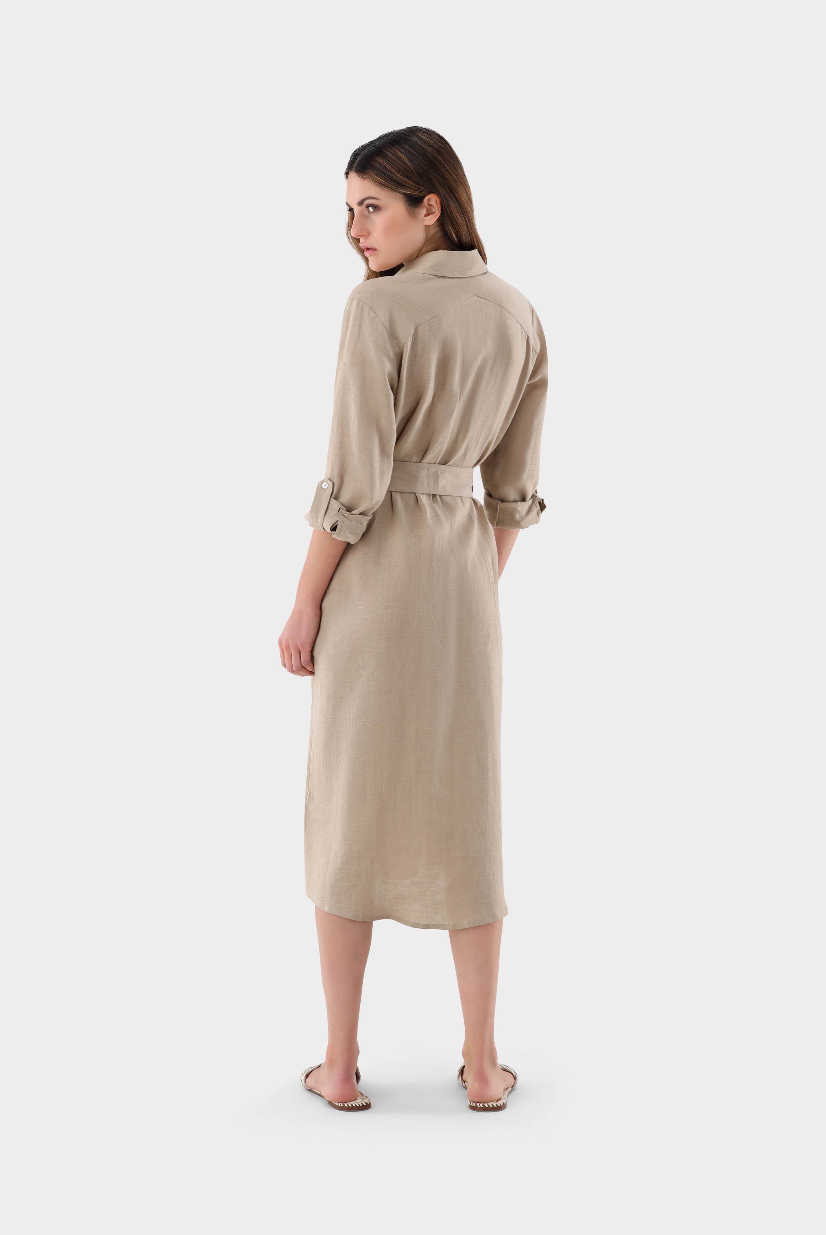 Kleider & Röcke+Midi-Hemdblusenkleid aus Leinen+05.658V.P8.150555.130.36