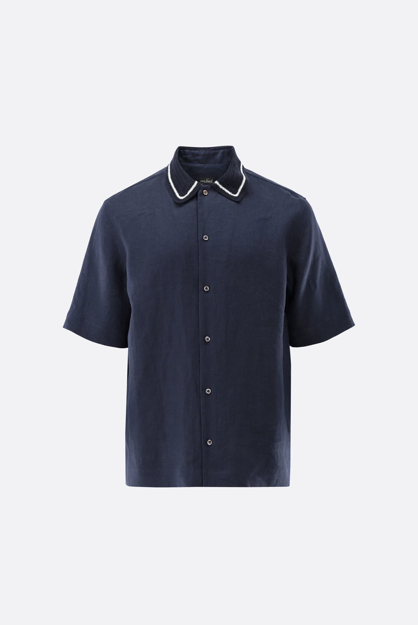 Short-sleeved crochet collar shirt