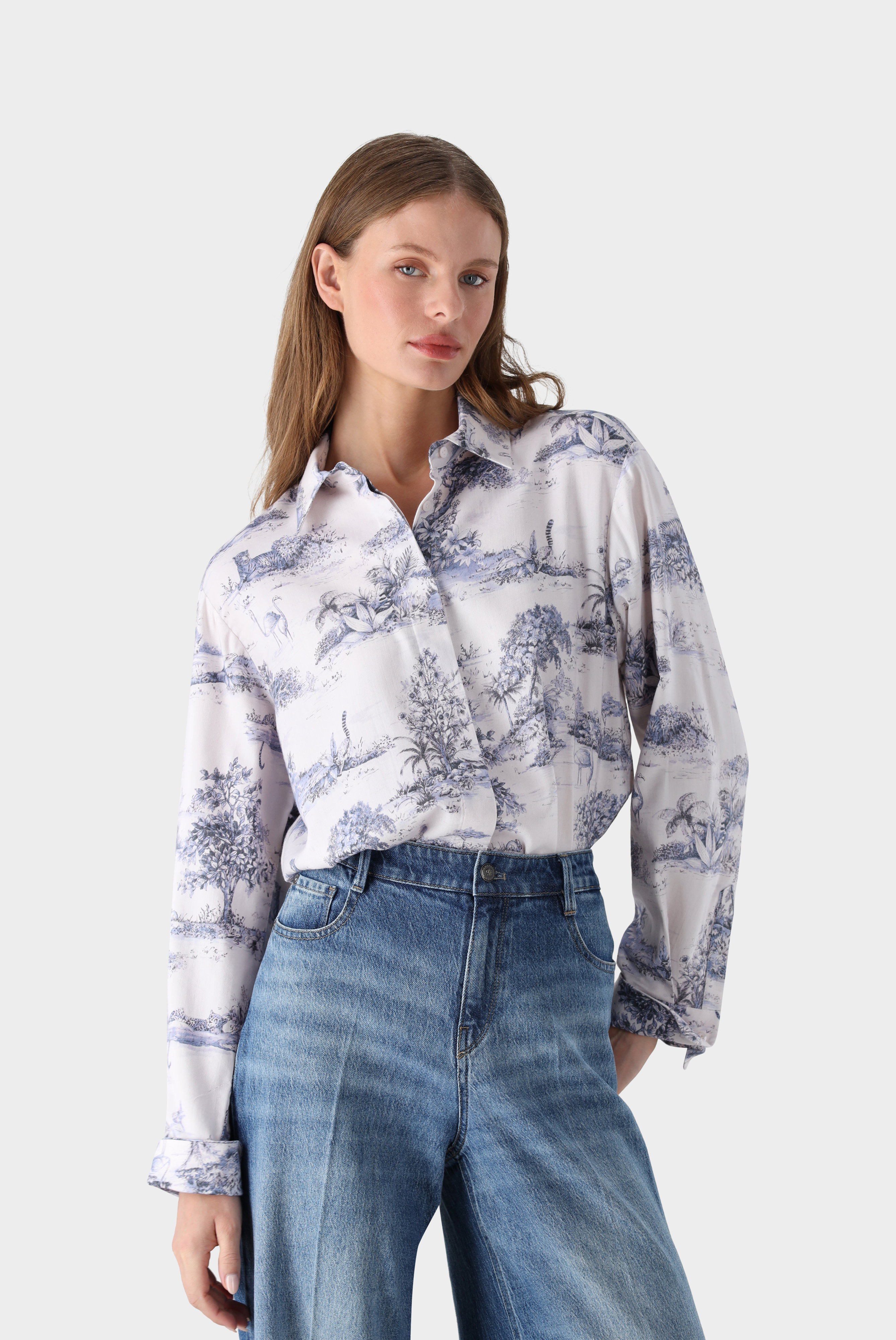 Flanellbluse mit Print