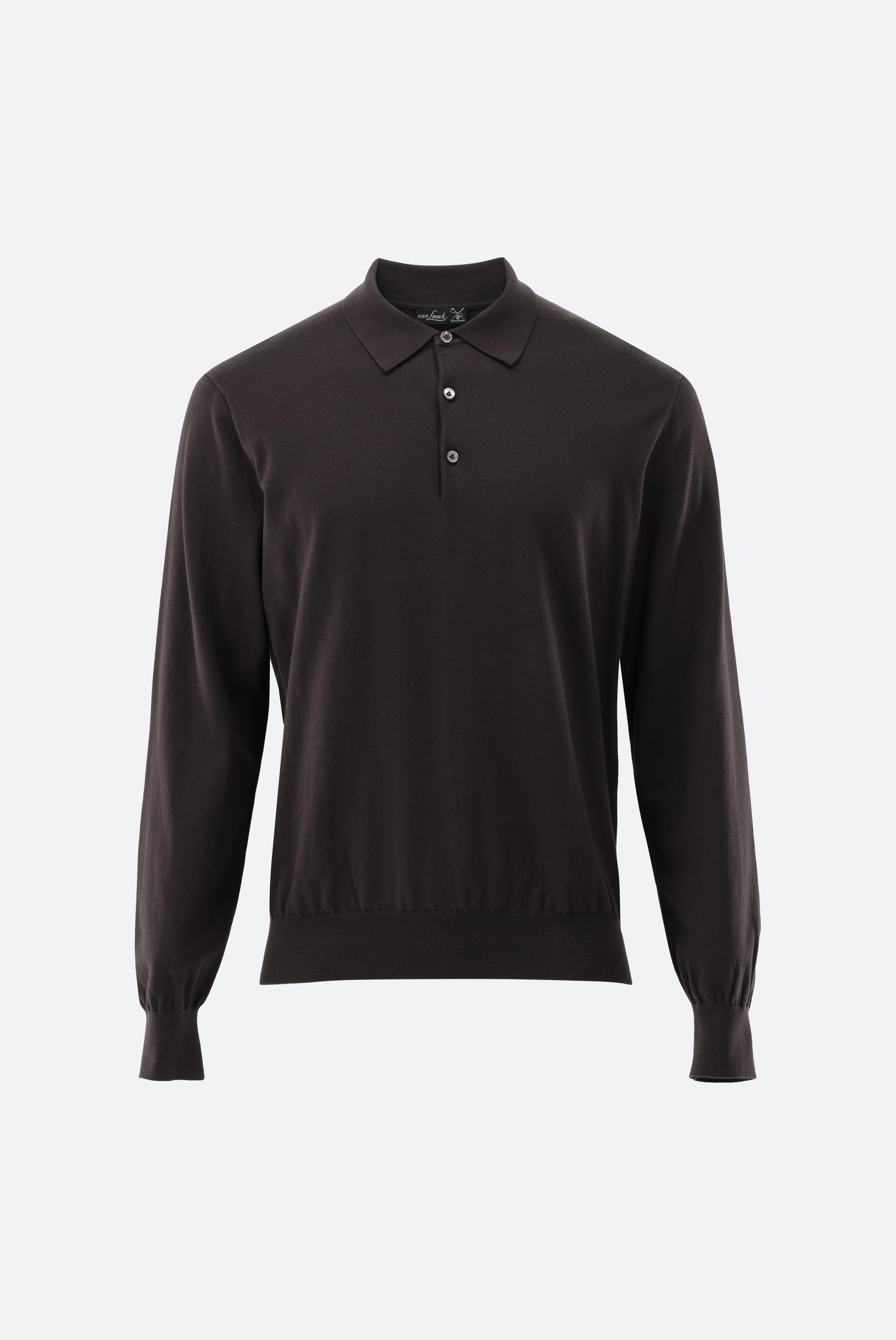 Langarm Strick-Poloshirt mit Baumwolle und Seide günstig online kaufen