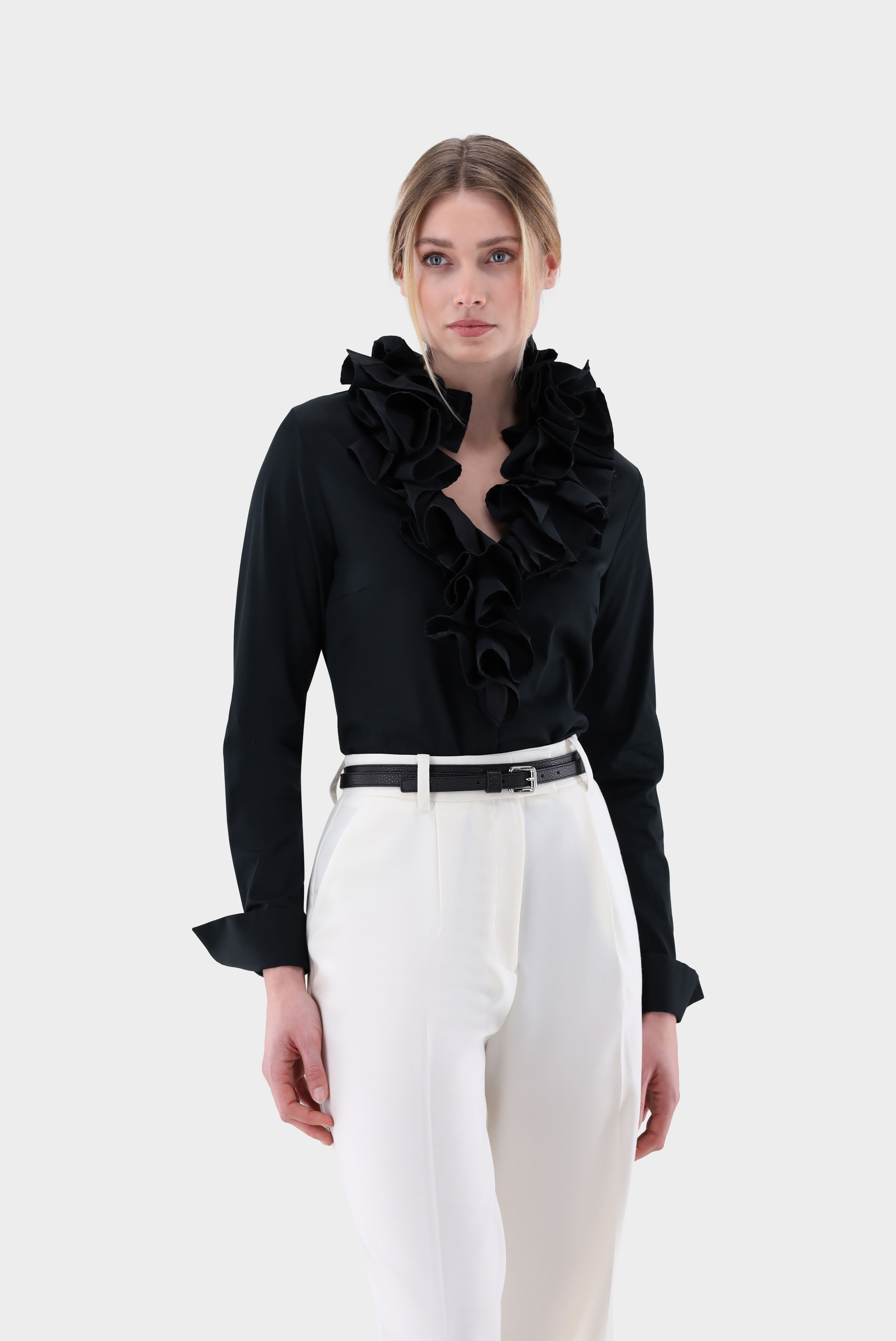 Bluse mit Rüschen und Stretch