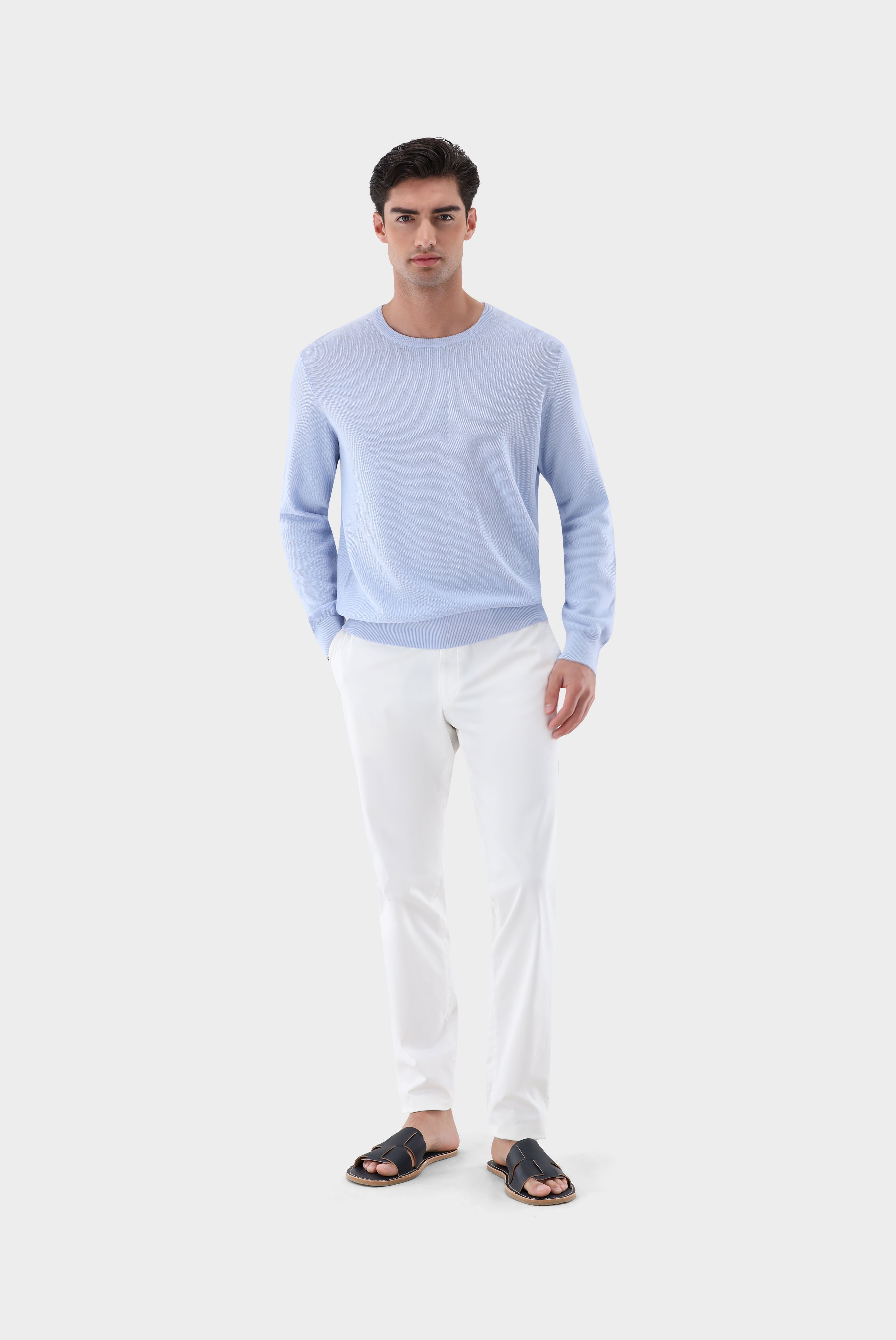 Rundhalspullover mit Reiskorn Optik günstig online kaufen